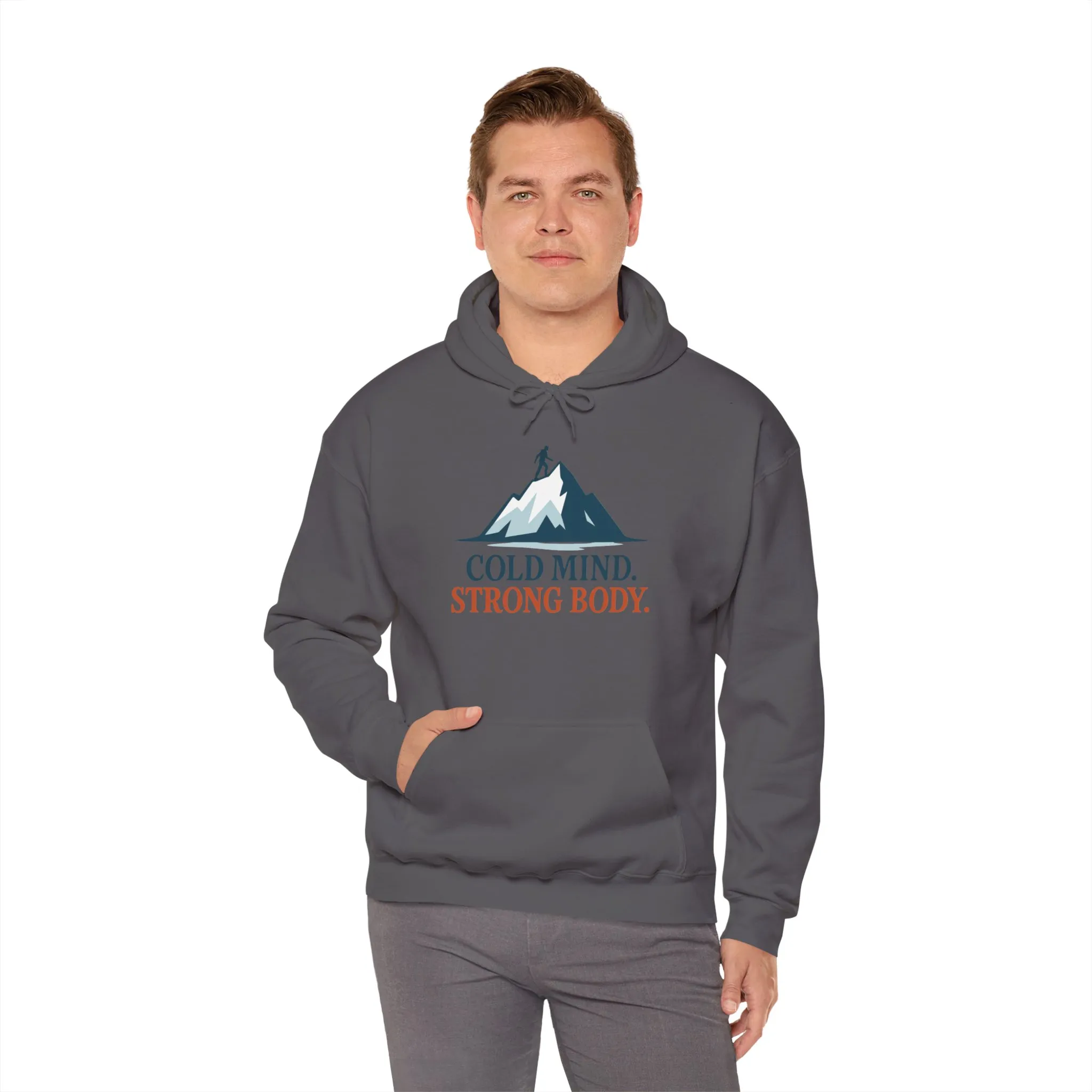 Mens Heavy Blend™ Hooded Sweatshirt, Cold Mind Strong Body Sweatshirt, Nordic Mountain Minimalist Pullover - Image 36