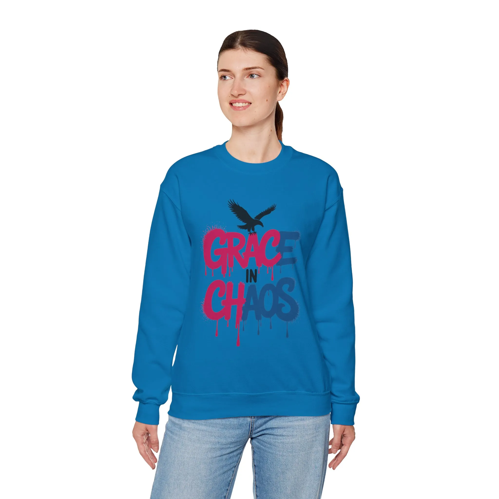 Women's Sweatshirt Grace in Chaos, Graffiti Dripping Street Art Pullover, Bold Urban Graphic - Image 15