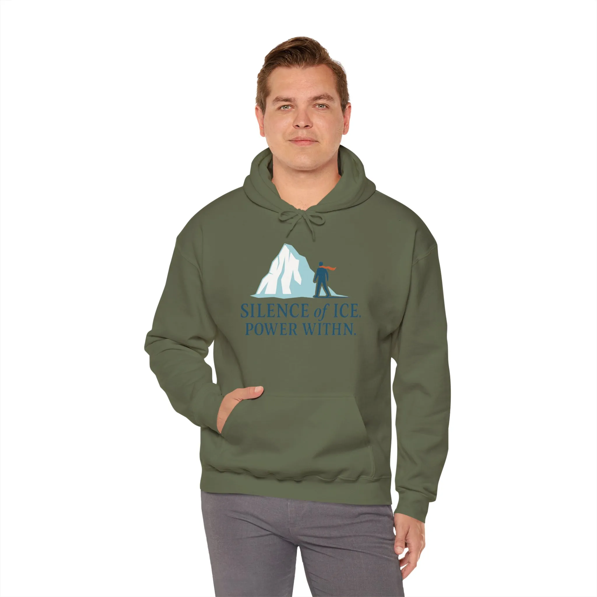 Mens Heavy Blend™ Hooded Sweatshirt, Silence of Ice Power Within Hoodie, Nordic Minimal Iceberg Graphic Streetwear - Image 24