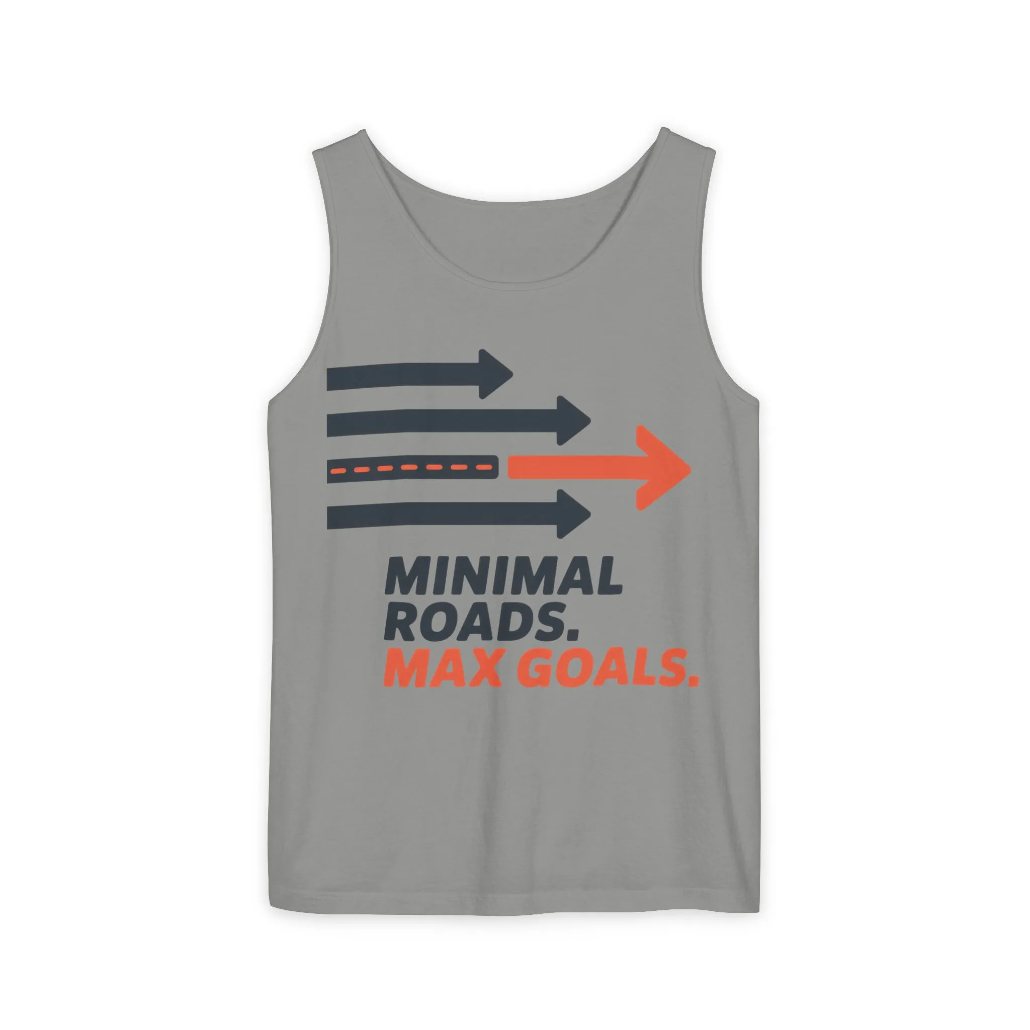 Mens Garment-Dyed Tank Top, Minimal Roads Max Goals Motivational Mens Tank Top - Image 15