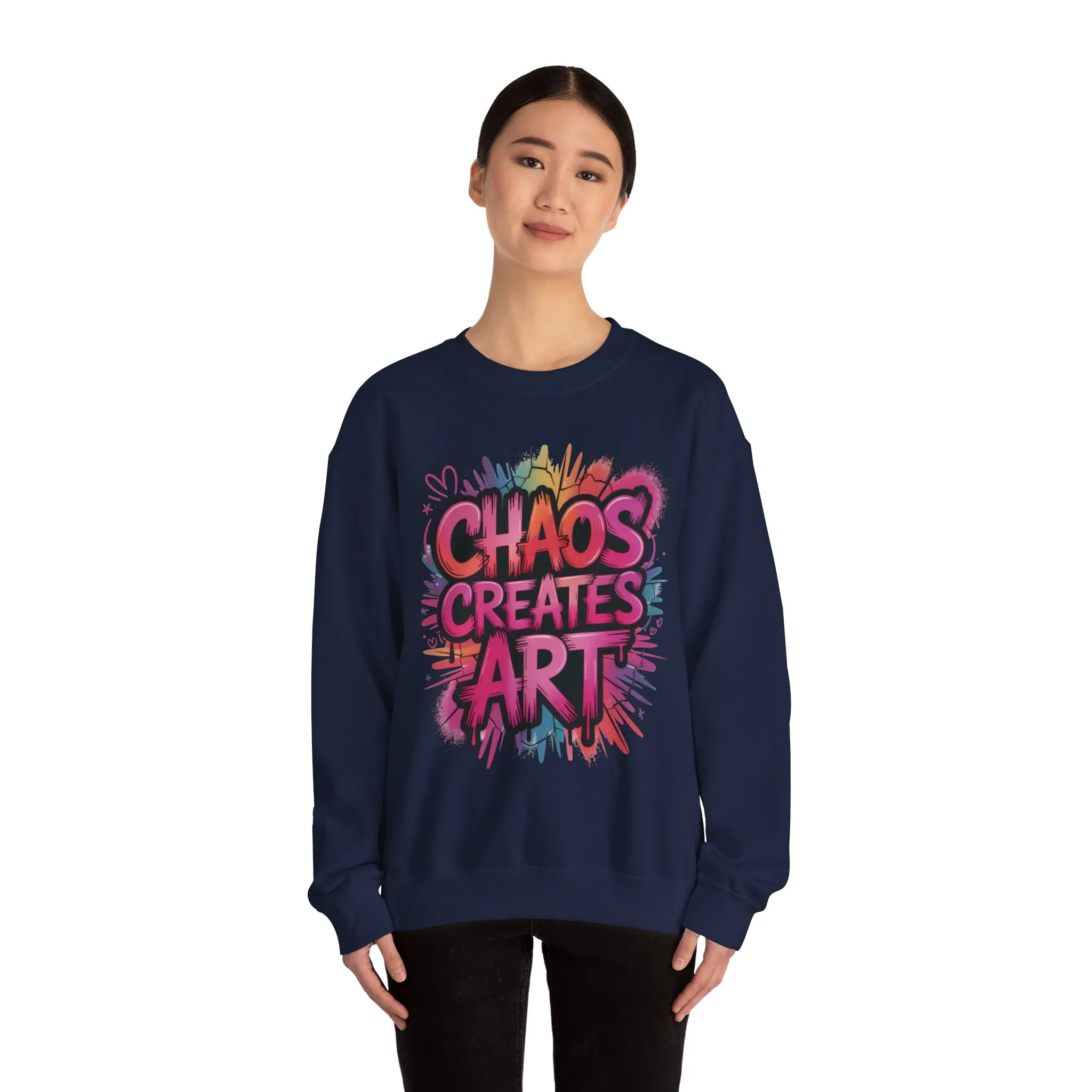 Women's Heavy Blend™ Crewneck Sweatshirt, Chaos Creates Art Graffiti Sweatshirt Women's Oversized