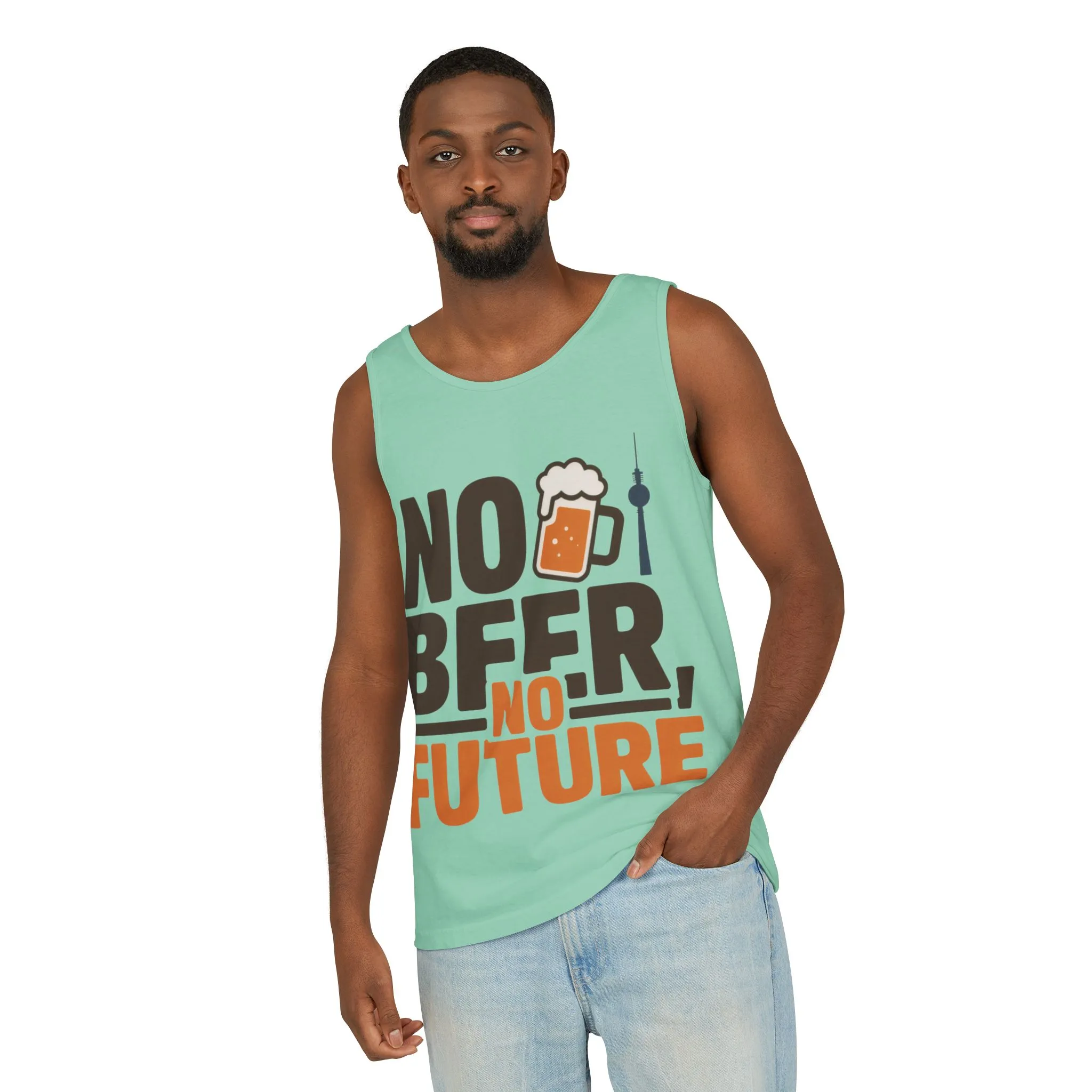 Mens Garment-Dyed Tank Top, No Beer No Future Funny Beer Mens Tank Top - Image 8