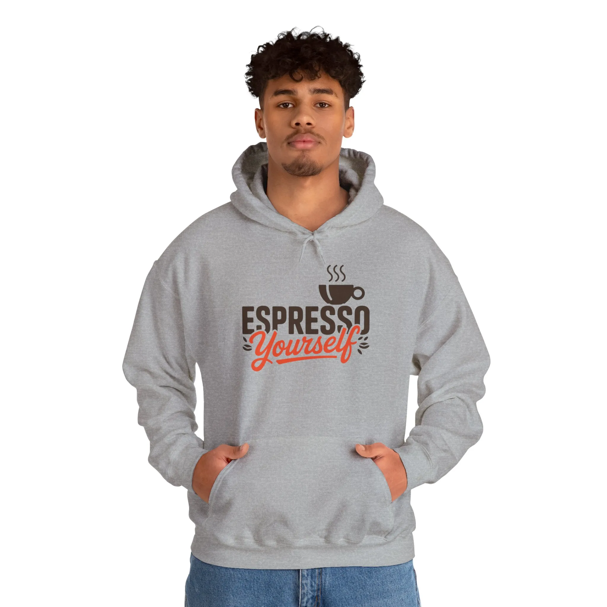 Mens Heavy Blend™ Hooded Sweatshirt, Espresso Yourself Mens Hoodie, Coffee Lover Funny Graphic Pullover - Image 11