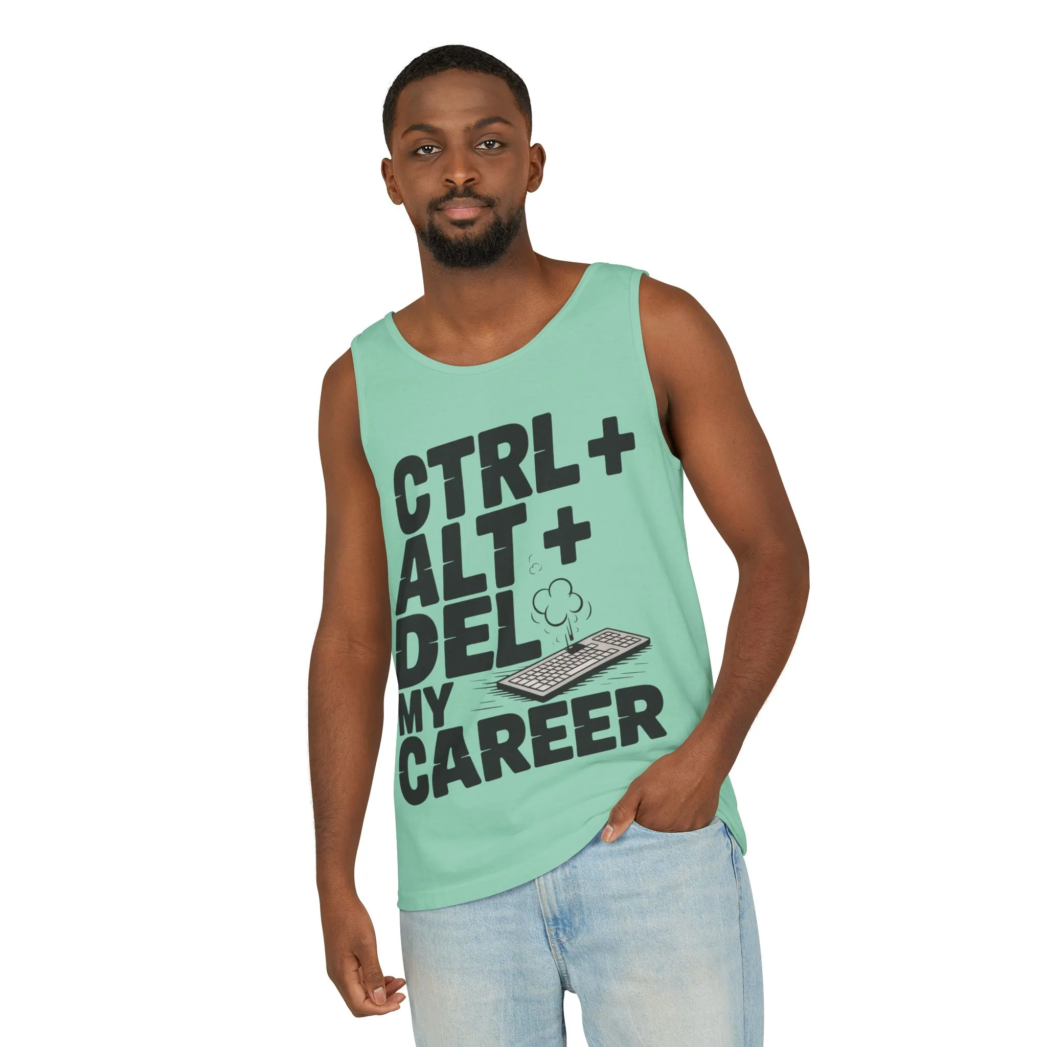 Ctrl Alt Del My Career Men's Tank Top, Funny Geek Sarcastic Office Humor Summer Shirt - Image 8