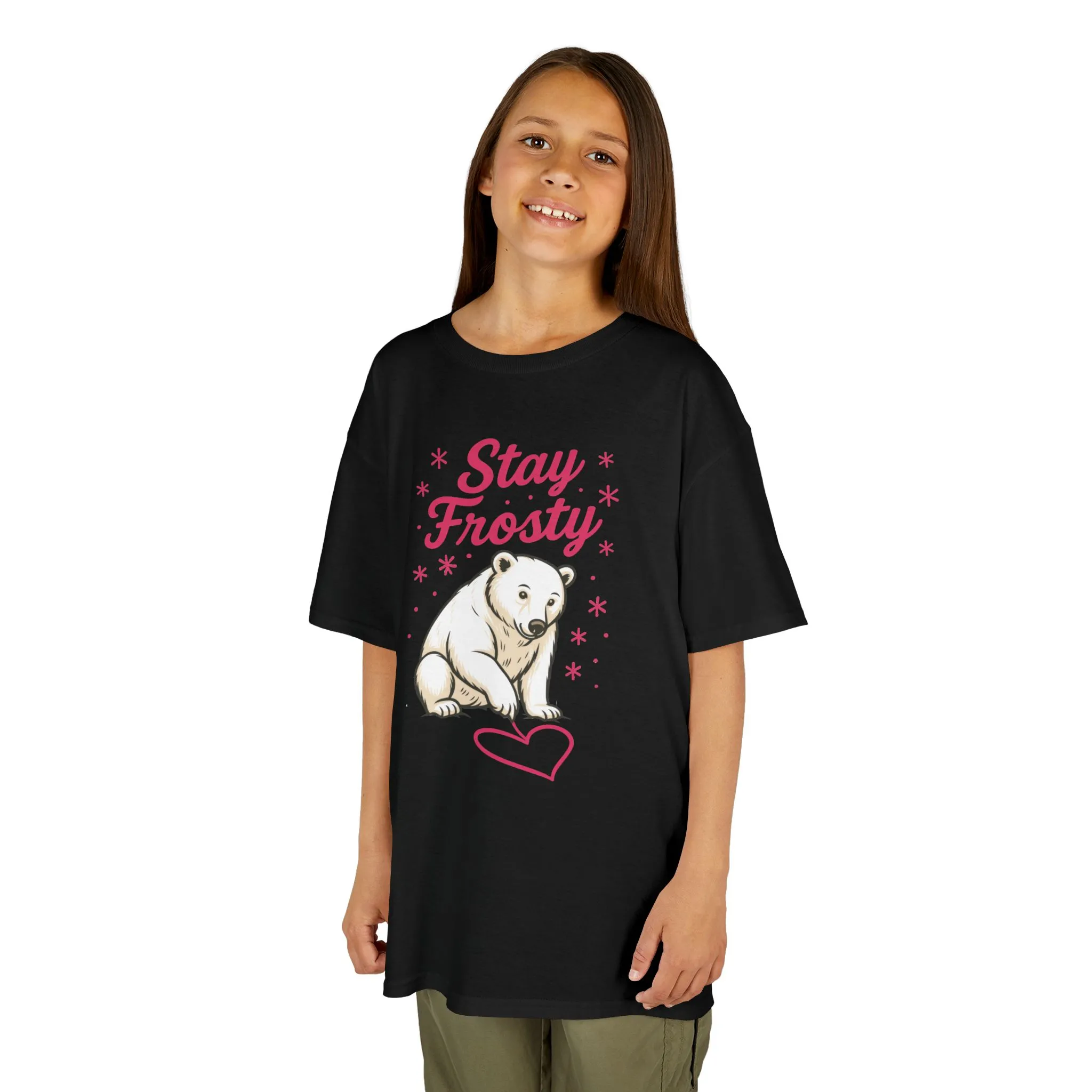 Kids Heavy Cotton™ Tee, Kids Stay Frosty Polar Bear T-Shirt, Cute Winter Graphic Tee for Children - Image 8