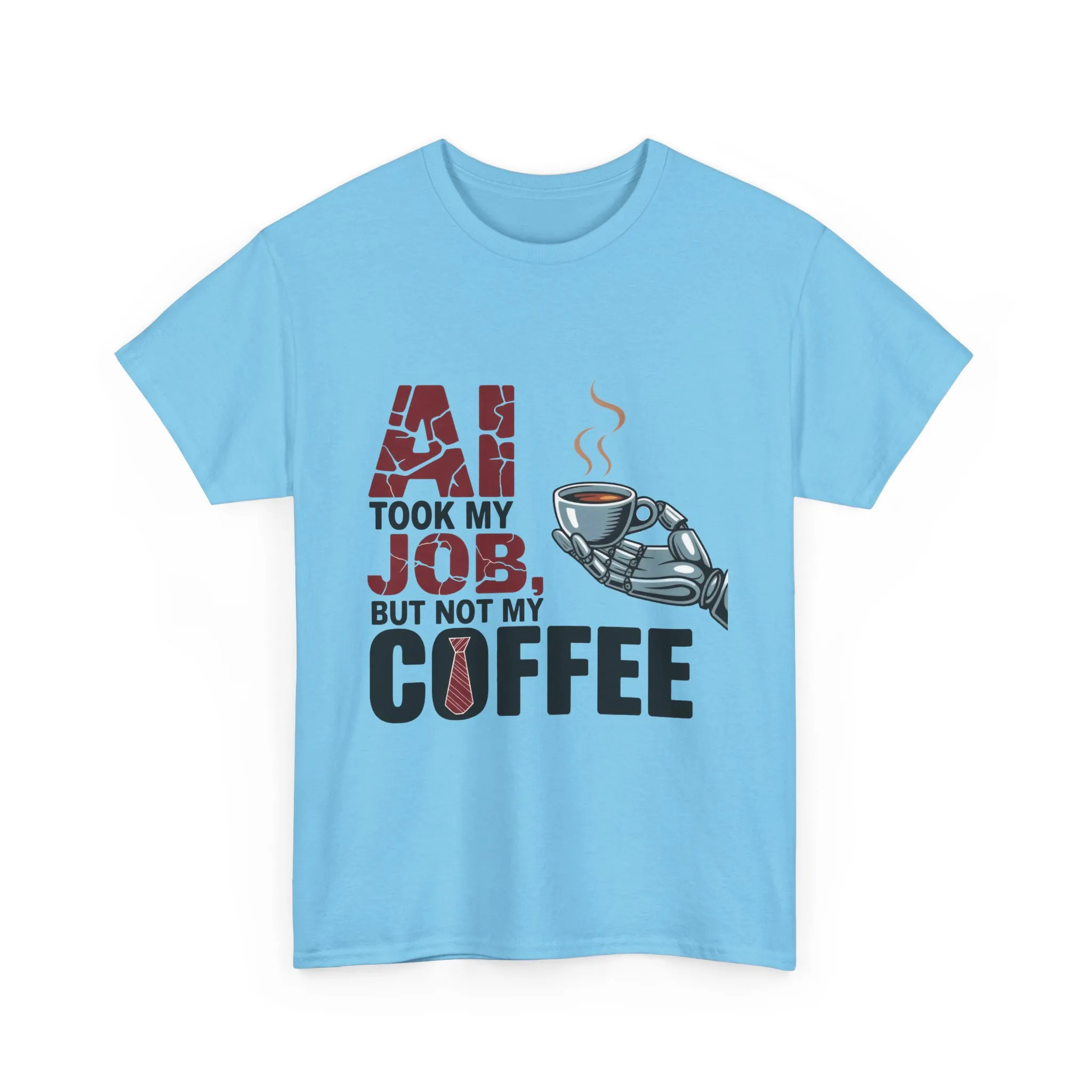 Men's AI Coffee T-Shirt, Funny Robot Humor Graphic Tee, Geek Job Joke Shirt for Him, Men's Heavy Cotton Tee, Sarcastic Work Shirt - Image 34