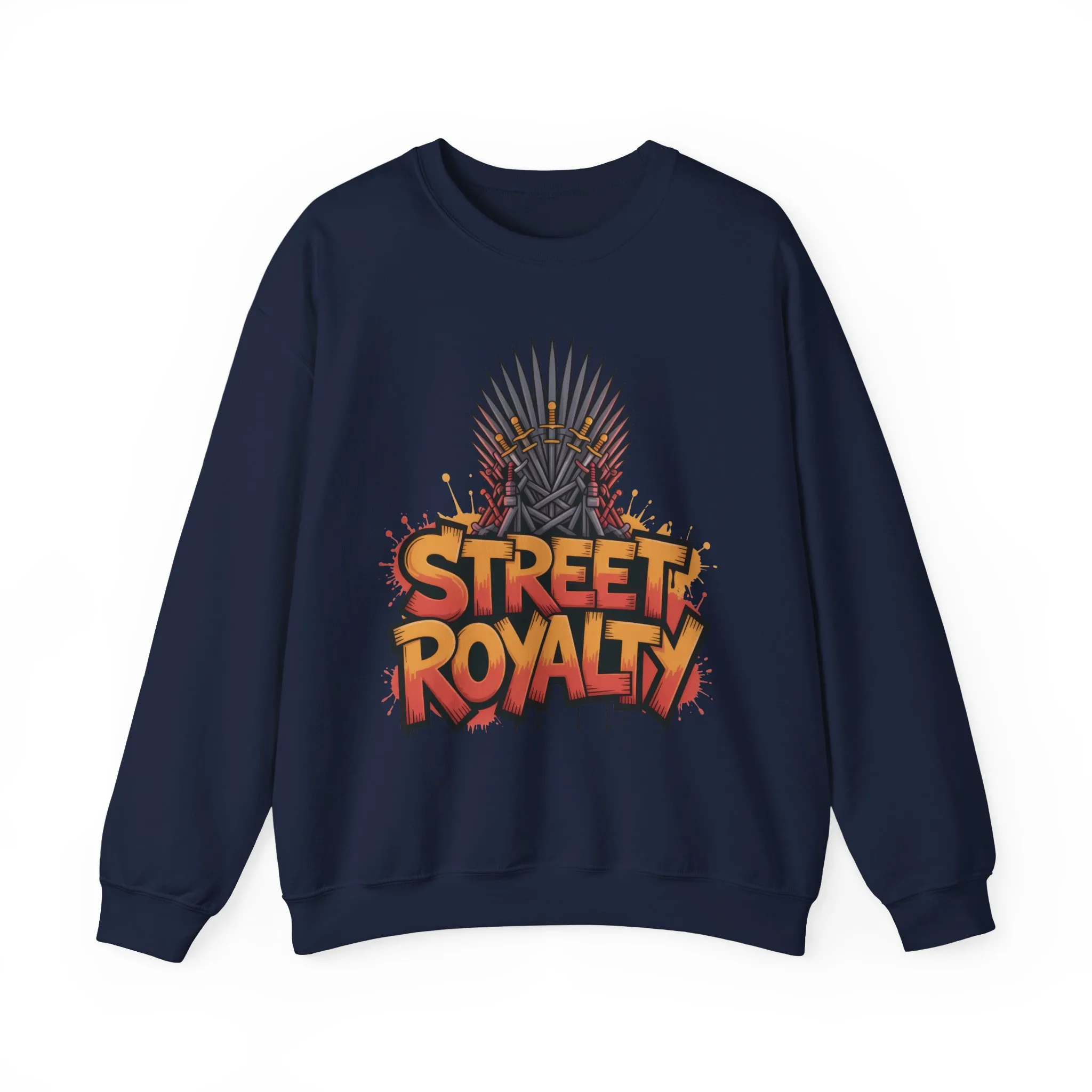 Street Royalty Men's Crewneck Sweatshirt, Graffiti Crown Graphic Pullover, Urban Streetwear Top for Men - Image 26