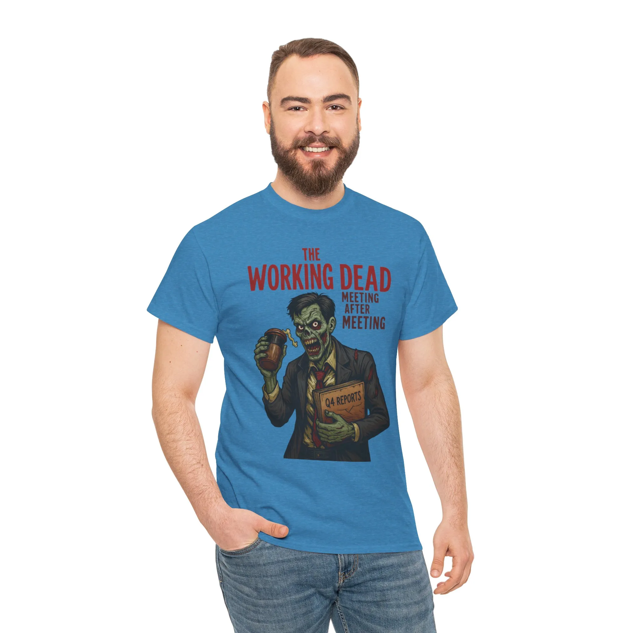 The Working Dead Men's Funny Zombie Work T-Shirt, Office Humor Tee, Meeting Joke Shirt, Halloween Office Tee - Image 16