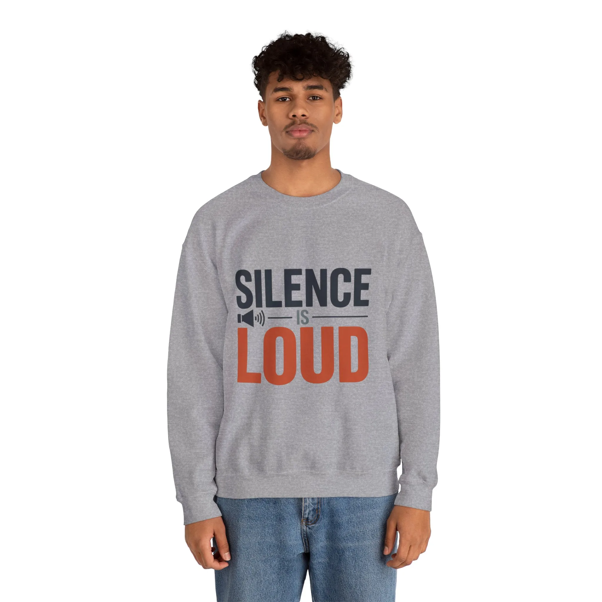 Mens Heavy Blend™ Crewneck Sweatshirt, Silence Is Loud Motivational Mens Sweatshirt - Image 8