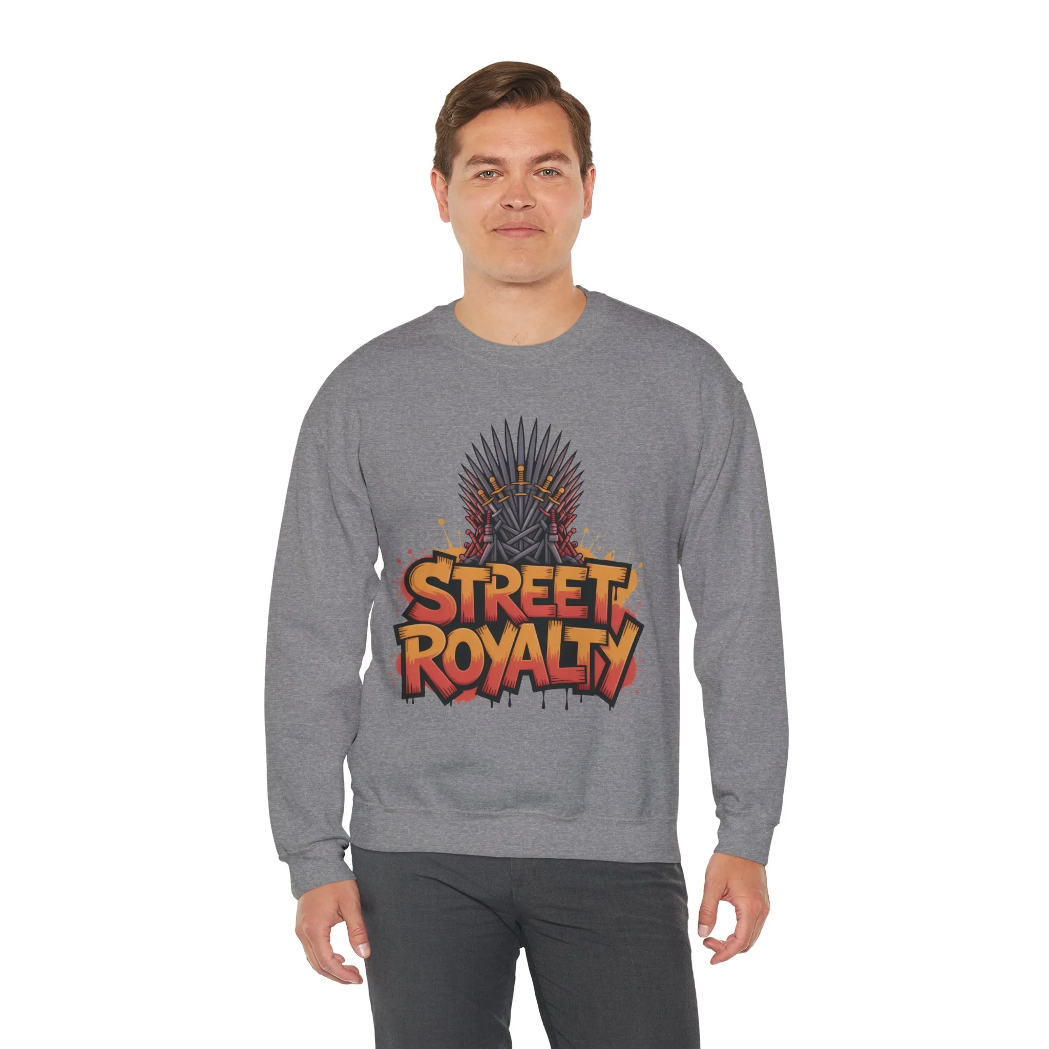 Street Royalty Men's Crewneck Sweatshirt, Graffiti Crown Graphic Pullover, Urban Streetwear Top for Men - Image 15