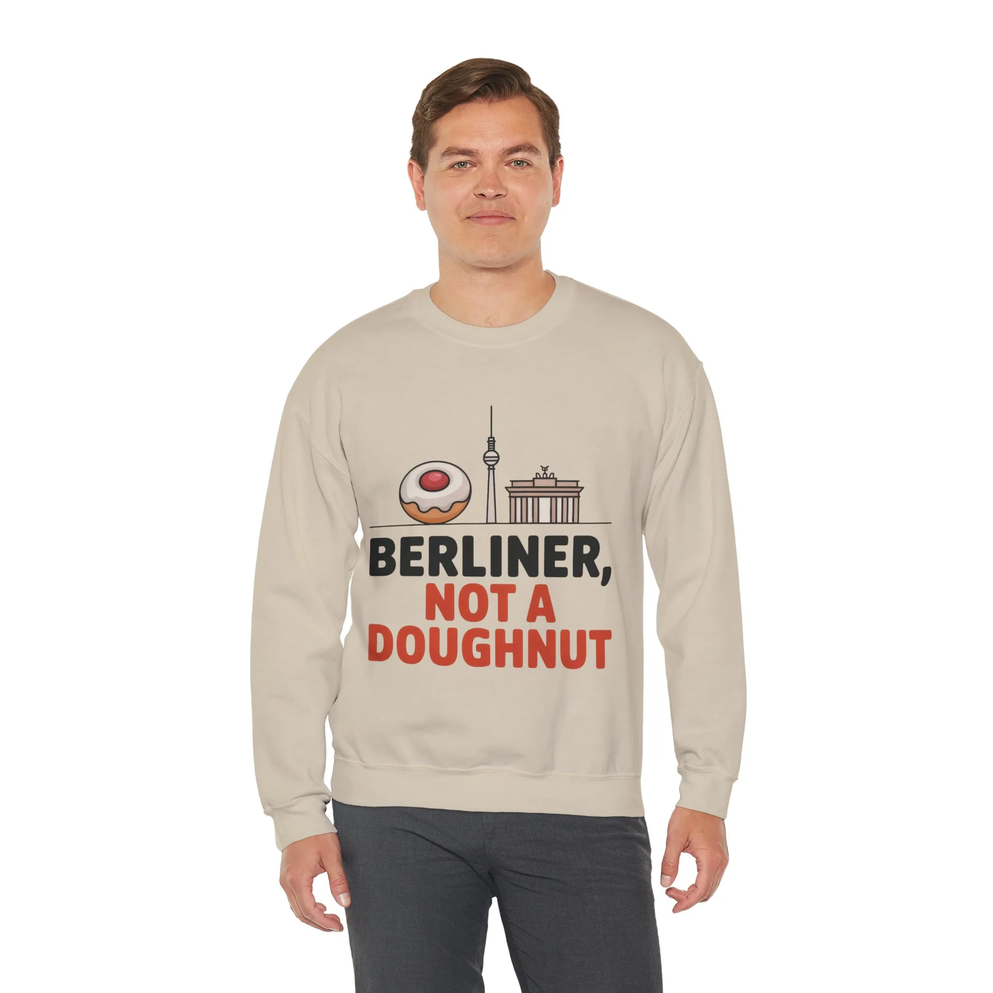 Mens Heavy Blend™ Crewneck Sweatshirt, Berliner Not a Doughnut Funny Berlin Mens Sweatshirt - Image 9