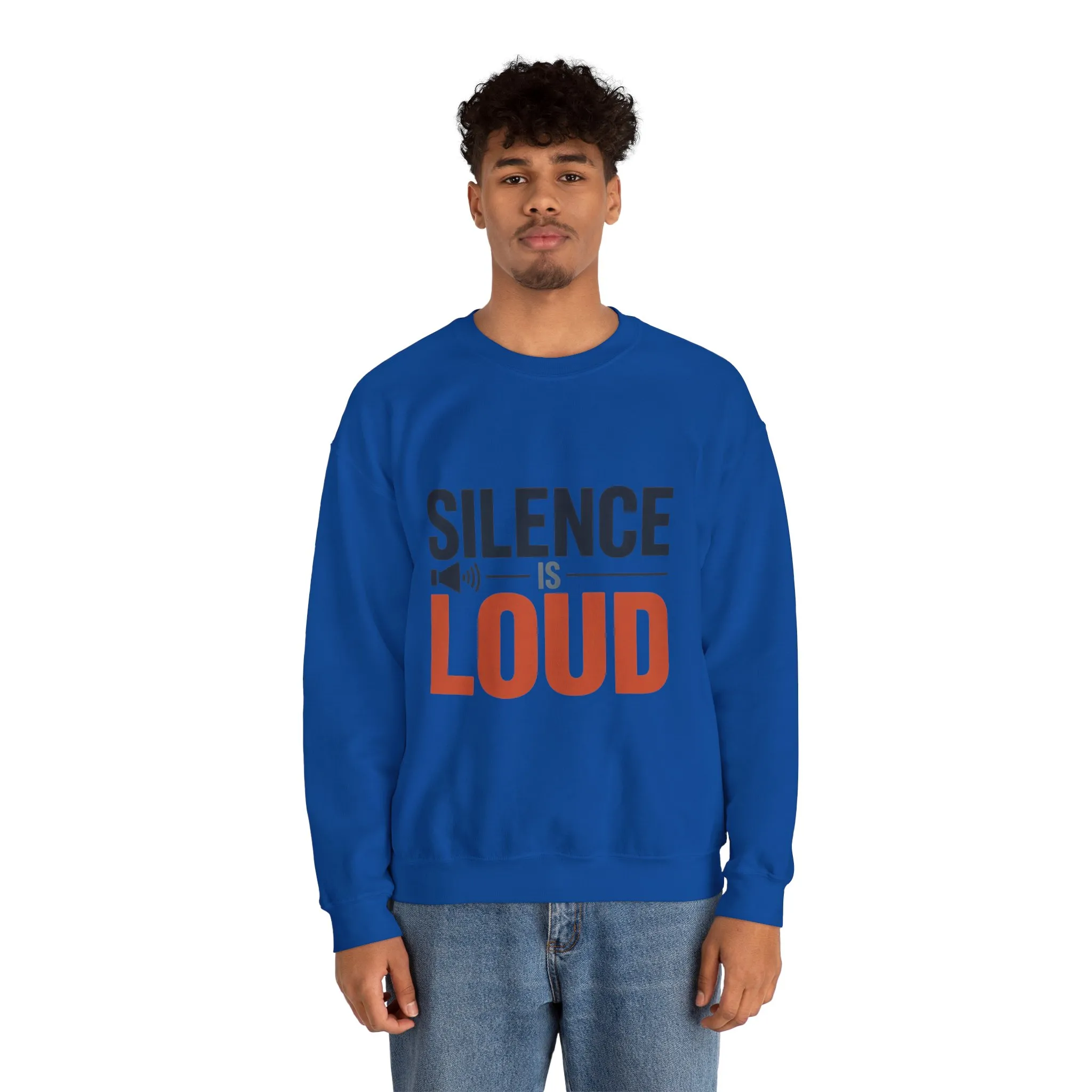 Mens Heavy Blend™ Crewneck Sweatshirt, Silence Is Loud Motivational Mens Sweatshirt - Image 20