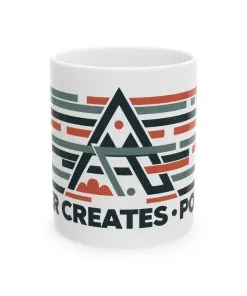 Order Creates Power Coffee Mug, Minimal Geometric Triangle Wraparound Cup, Scandinavian Modern Gift for Men, Ceramic Mug, (11oz, 15oz)