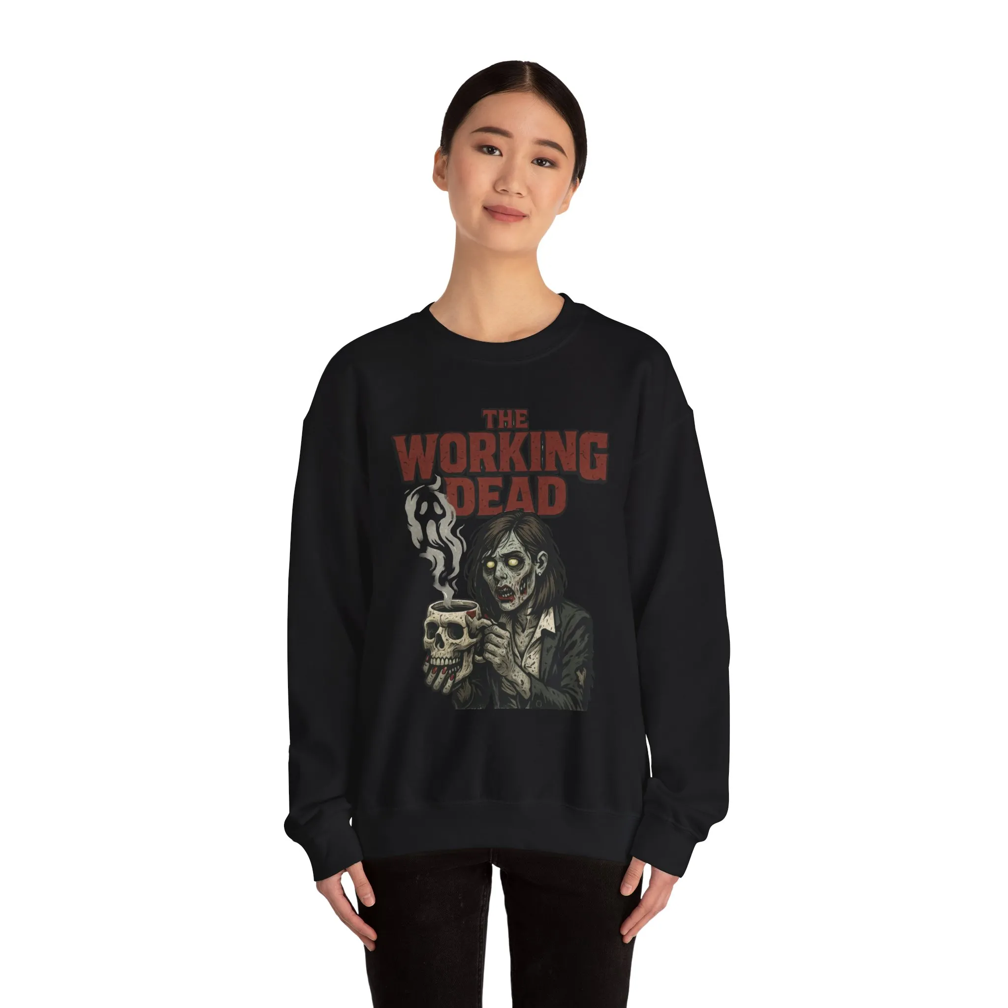 The Working Dead Women's Zombie Sweatshirt, Halloween Zombie Top, Work Humor Sweatshirt, Women's Heavy Blend™ Crewneck Sweatshirt - Image 8