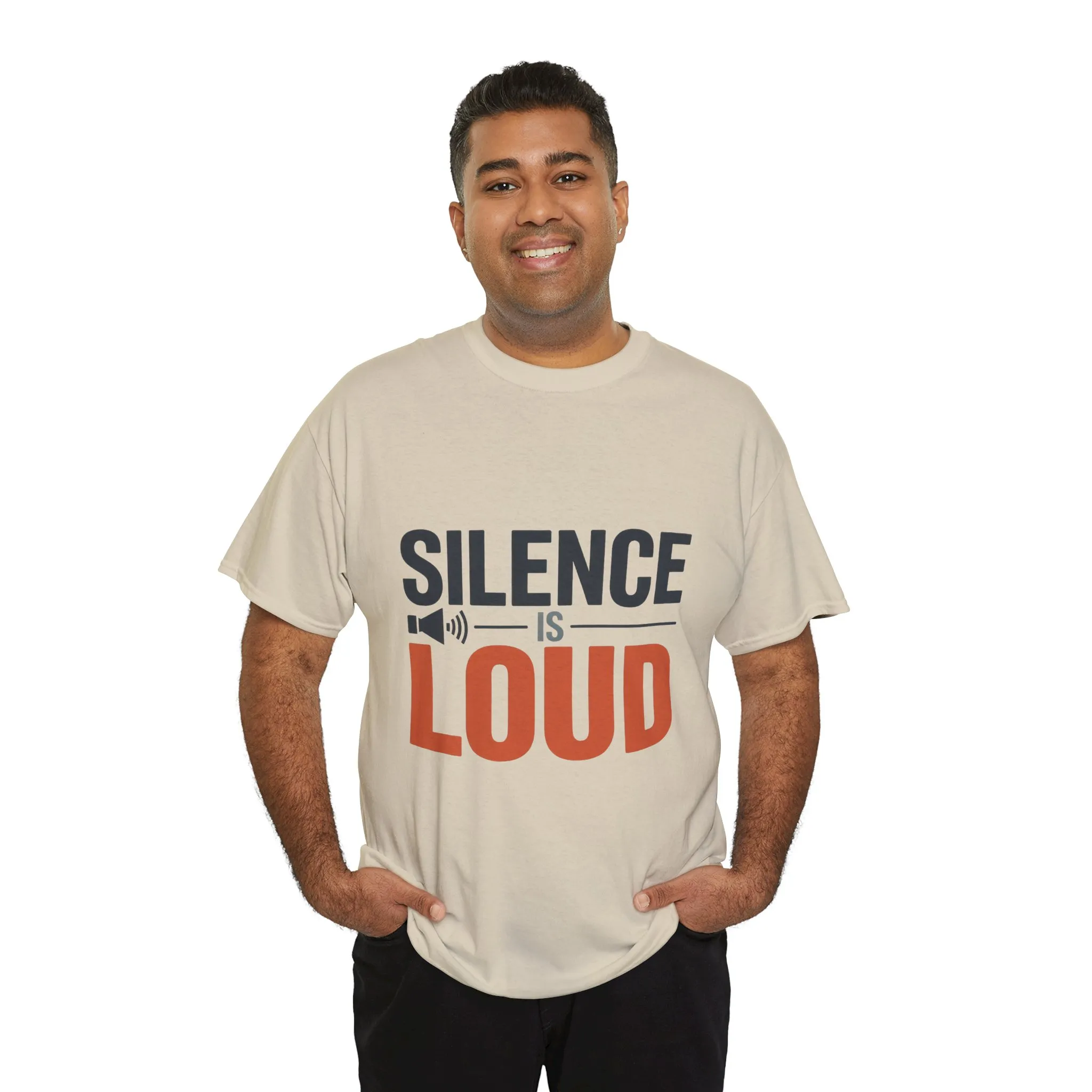 Silence Is Loud Motivational Quote Mens T-Shirt, Silence Tee, ironic Tee, Graphic Tee - Image 9