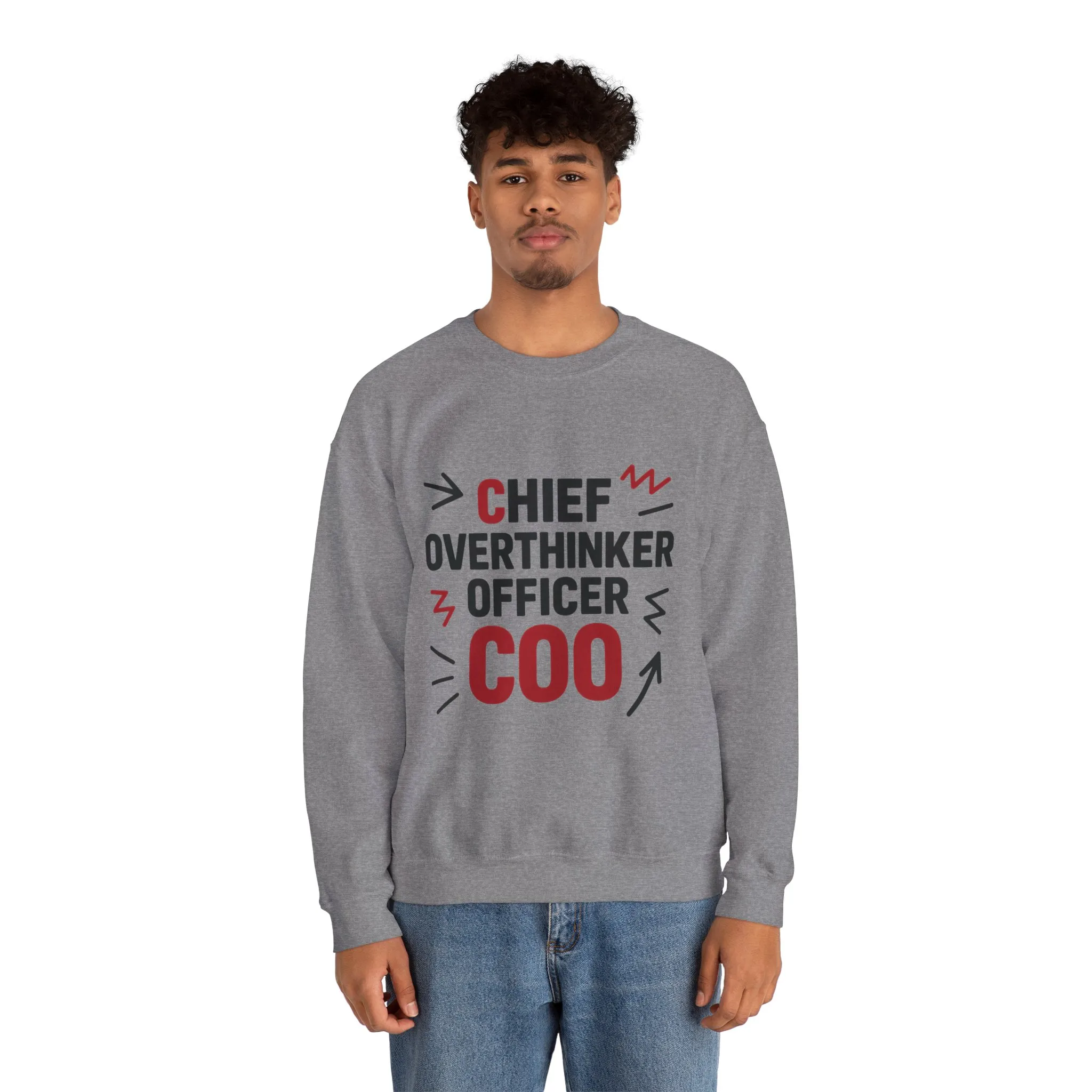 Chief Overthinker Officer Men's Sweatshirt, COO Funny Office Humor Graphic Pullover, Men's Heavy Blend™ Crewneck Sweatshirt - Image 23