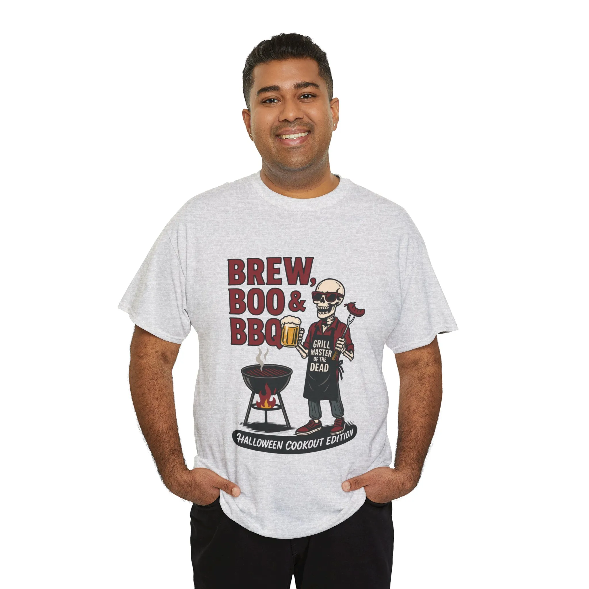Halloween BBQ Men's T-Shirt, Brew Boo&BBQ Skeleton Grill Master Tee, Funny Dad Gift, Grill Master Tee, Grill Dad Halloween - Image 27