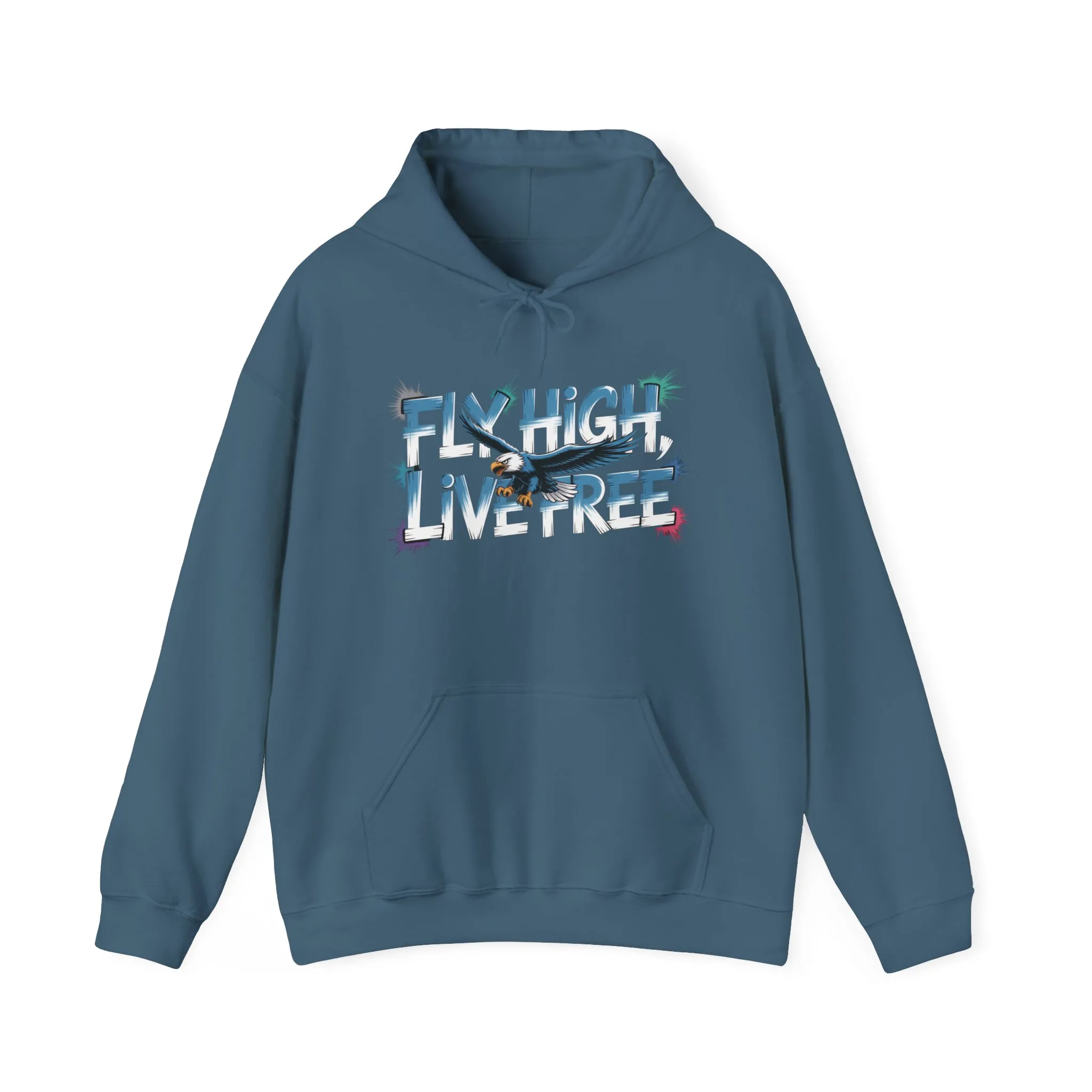 Mens Heavy Blend™ Hooded Sweatshirt, Fly High Live Free Eagle Mens Hoodie Streetwear - Image 17