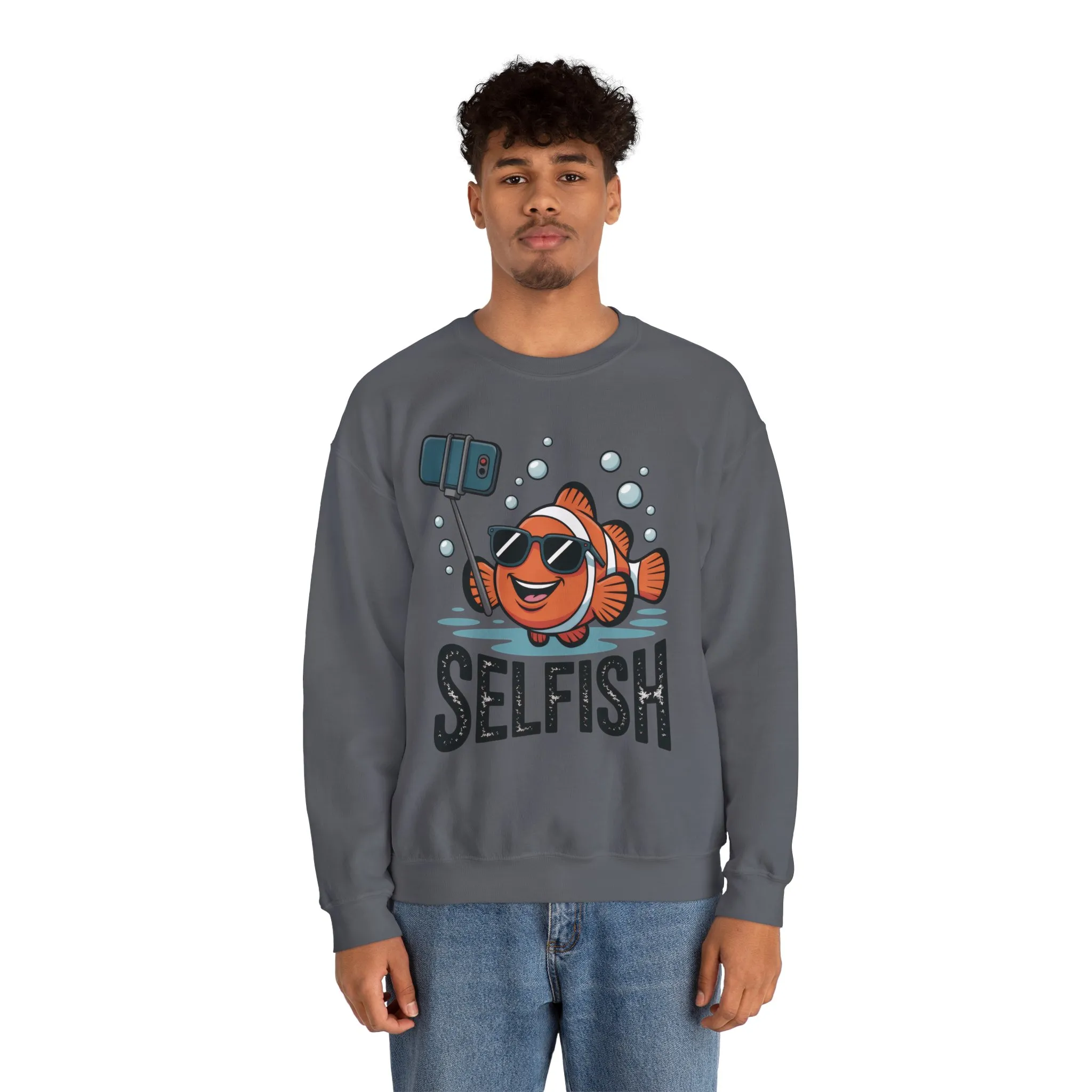 Unisex Heavy Blend™ Crewneck Sweatshirt, Mens Selfish Funny Fish Sweatshirt, Cute Selfie Pullover, Ocean Humor Top - Image 26