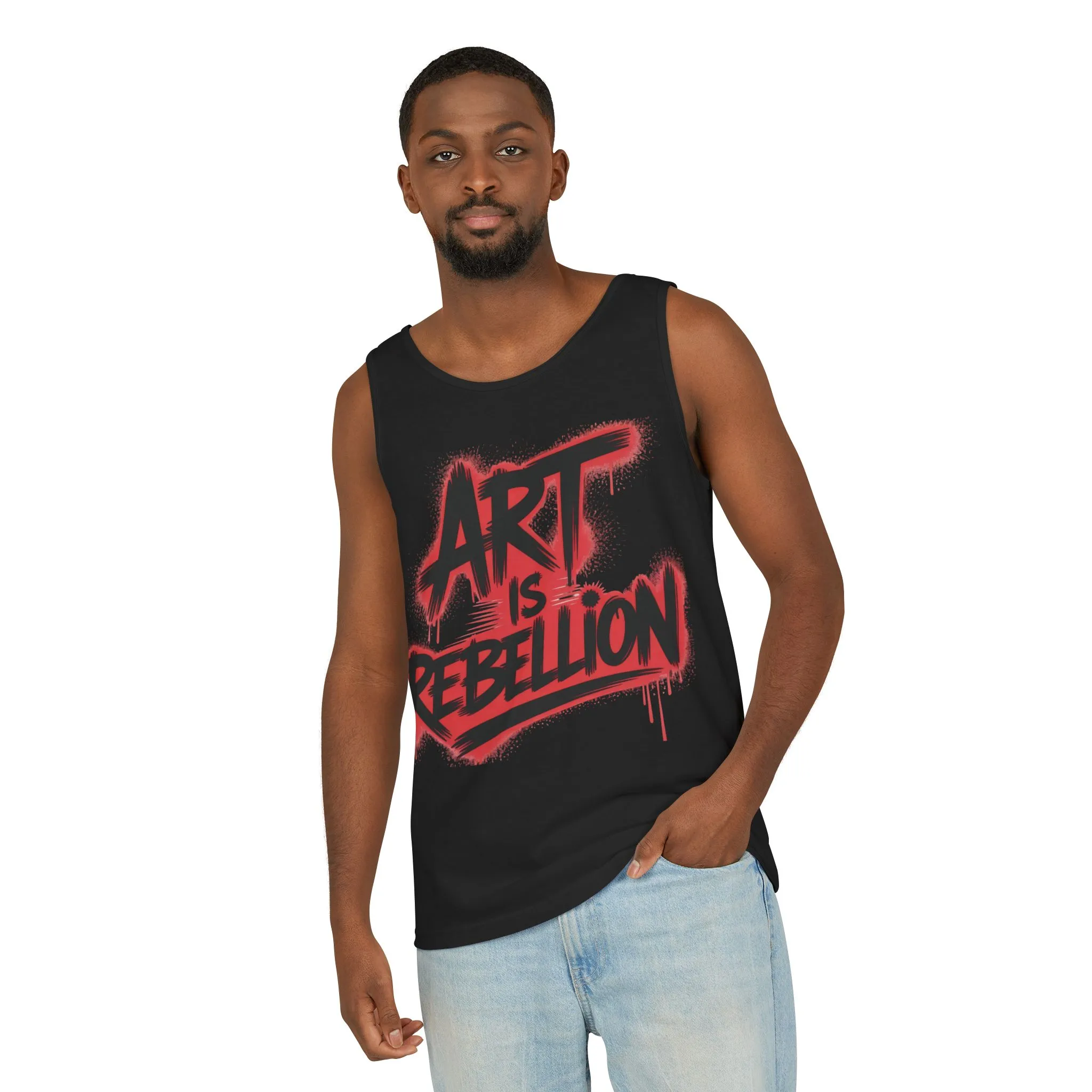 Men's Garment-Dyed Tank Top, Art Is Rebellion Men's Tank Top, Graffiti Street Art Muscle Shirt, Urban Rebellion Sleeveless Top - Image 17