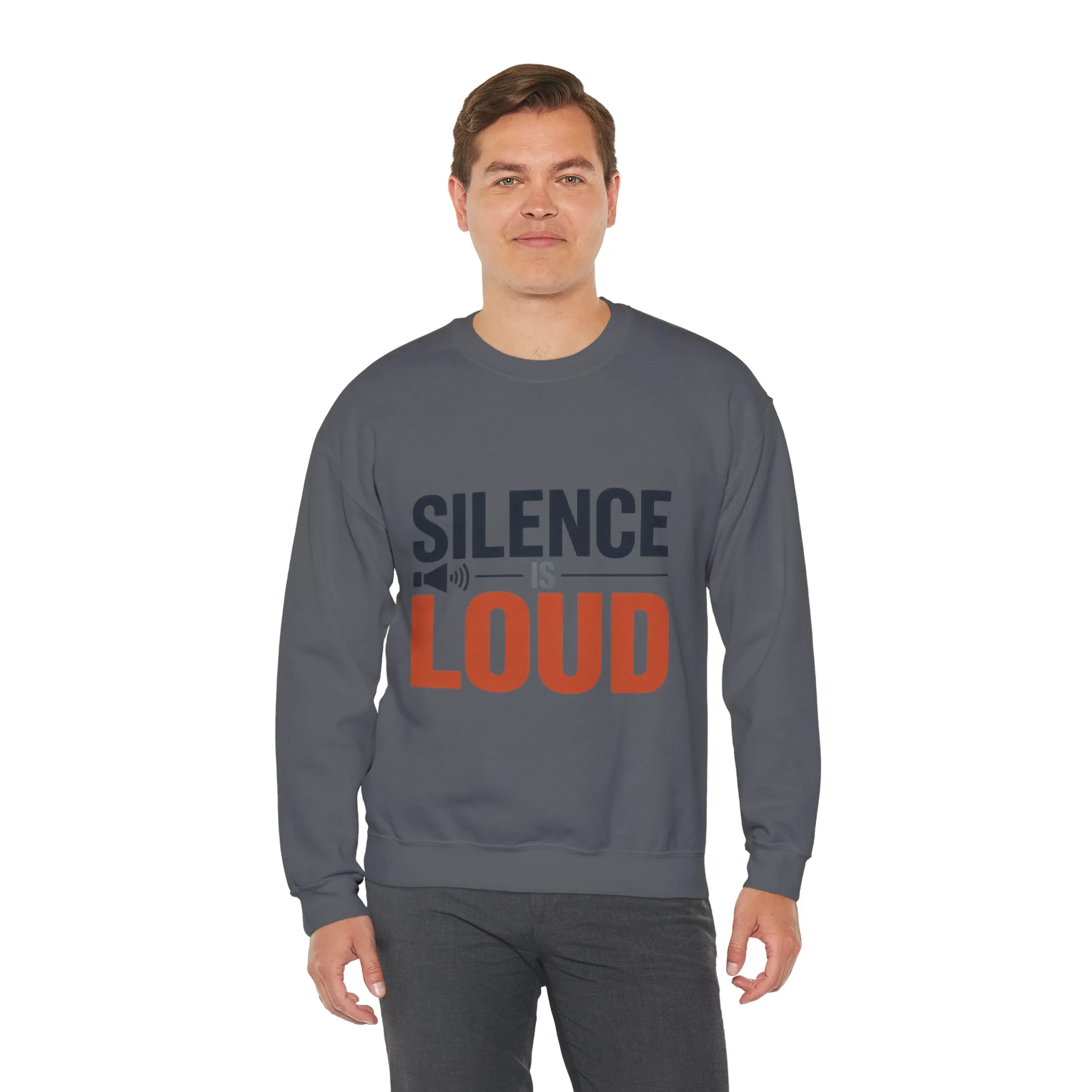 Mens Heavy Blend™ Crewneck Sweatshirt, Silence Is Loud Motivational Mens Sweatshirt - Image 18