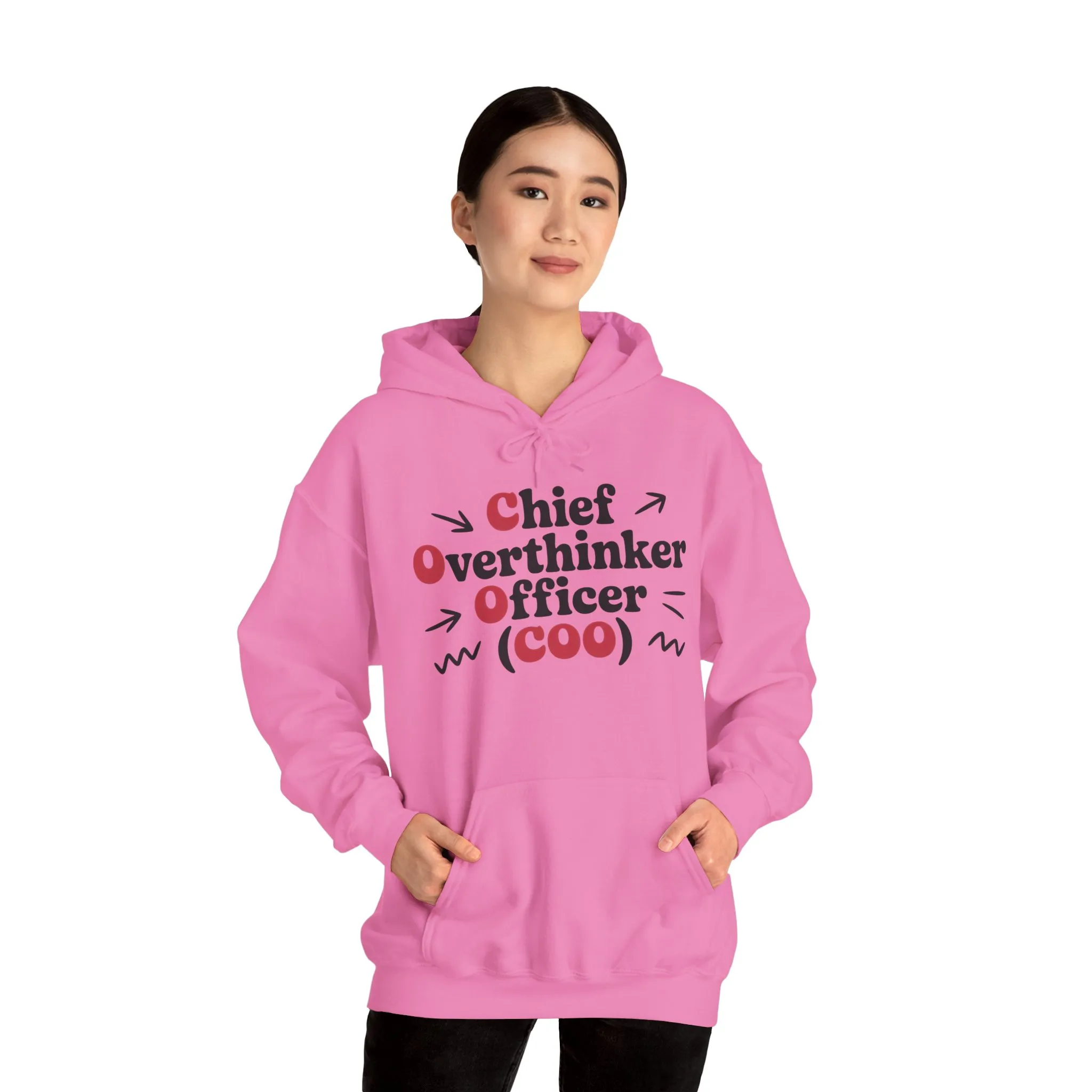 Chief Overthinker Officer Women's Hoodie, Funny COO Graphic Pullover, Sarcastic Office Humor Gift, Women's Heavy Blend™ Hooded Sweatshirt
