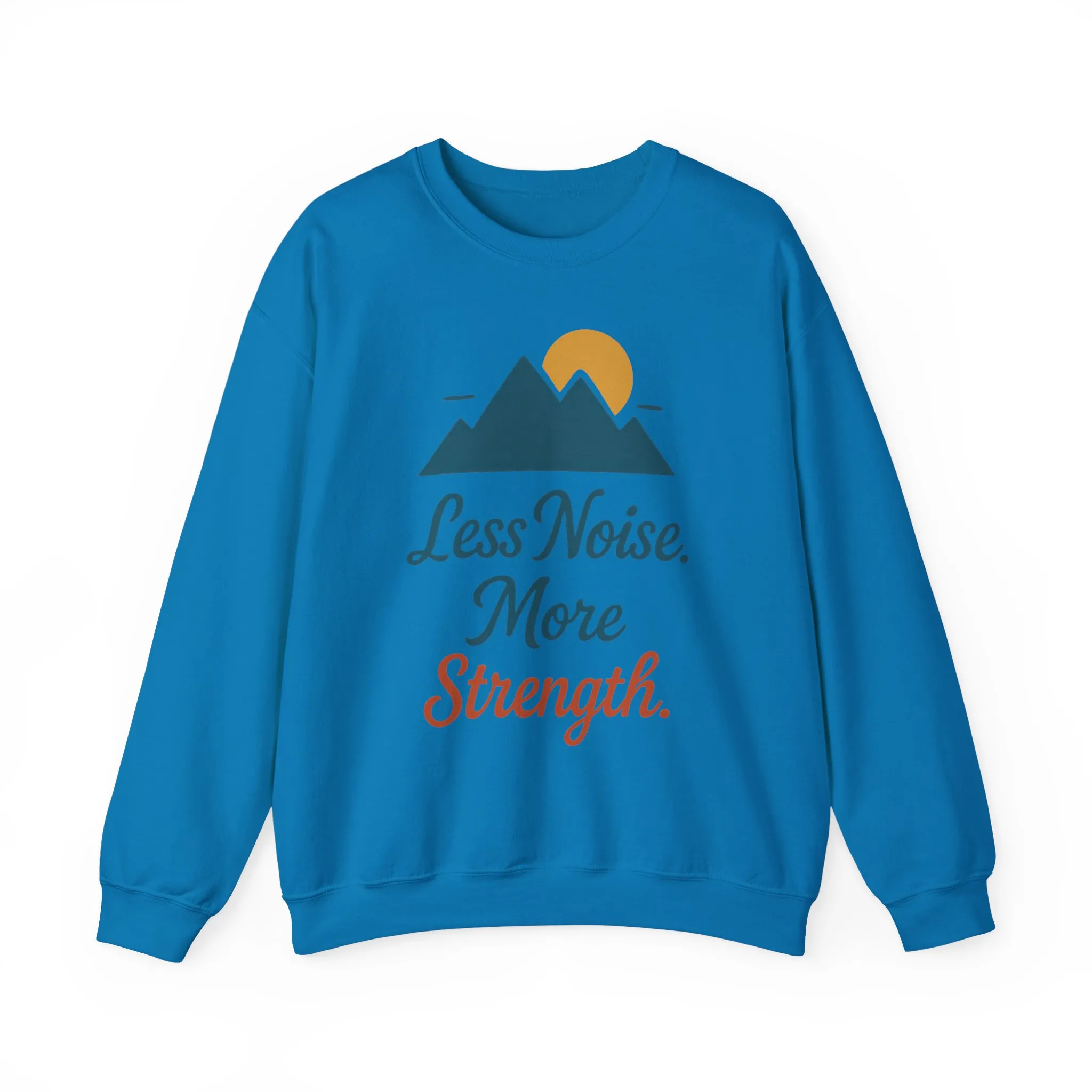 Mens Less Noise More Strength Sweatshirt, Motivational Mountain Pullover Top, Mens Heavy Blend™ Crewneck Sweatshirt - Image 22