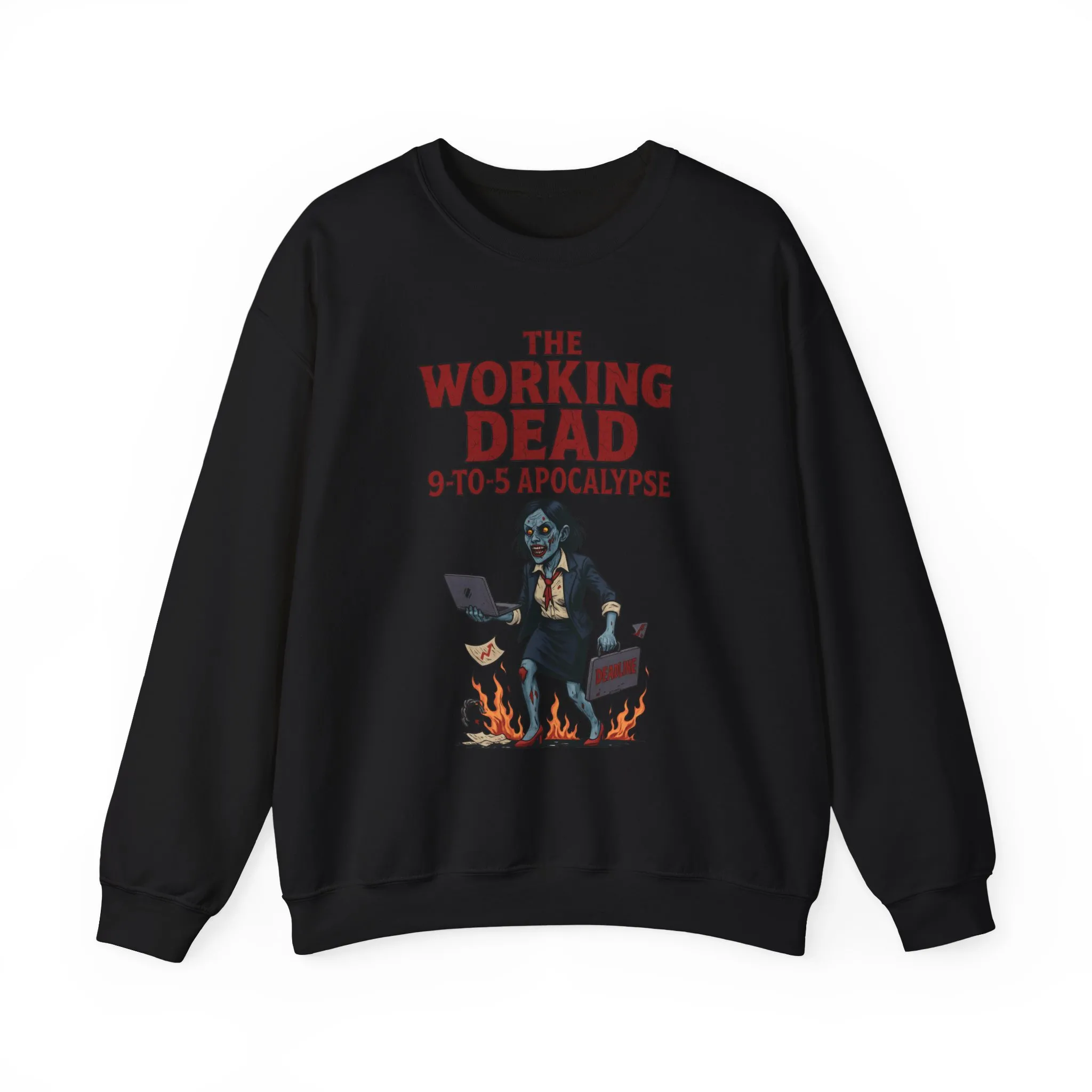 Women's The Working Dead 9-to-5 Apocalypse Sweatshirt, Funny Office Zombie Horror Pullover, Halloween Zombie Work Top - Image 4