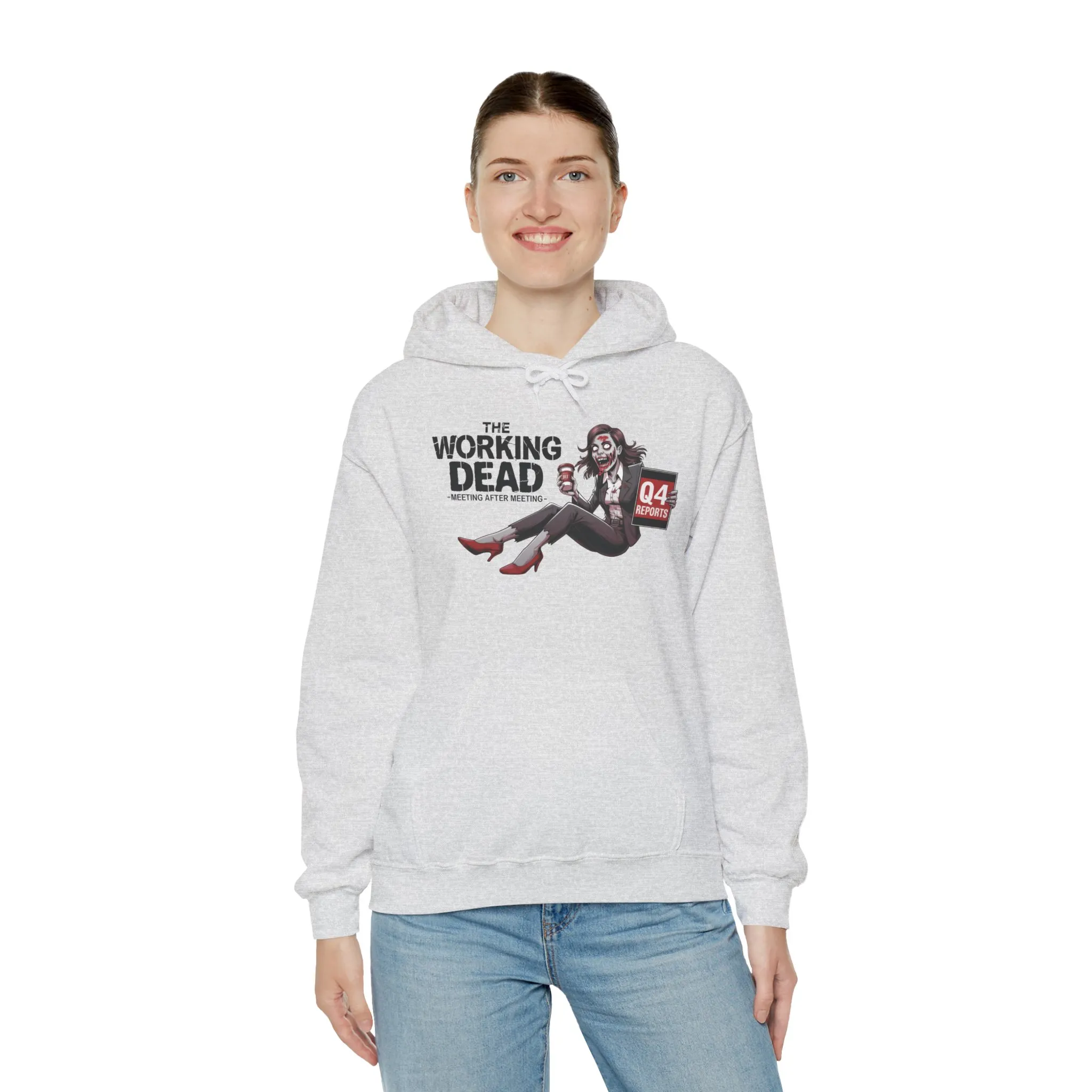 The Working Dead Women's Zombie Hoodie, Funny Office Meeting Sweatshirt, Halloween Zombie Top, Halloween Work Top - Image 8