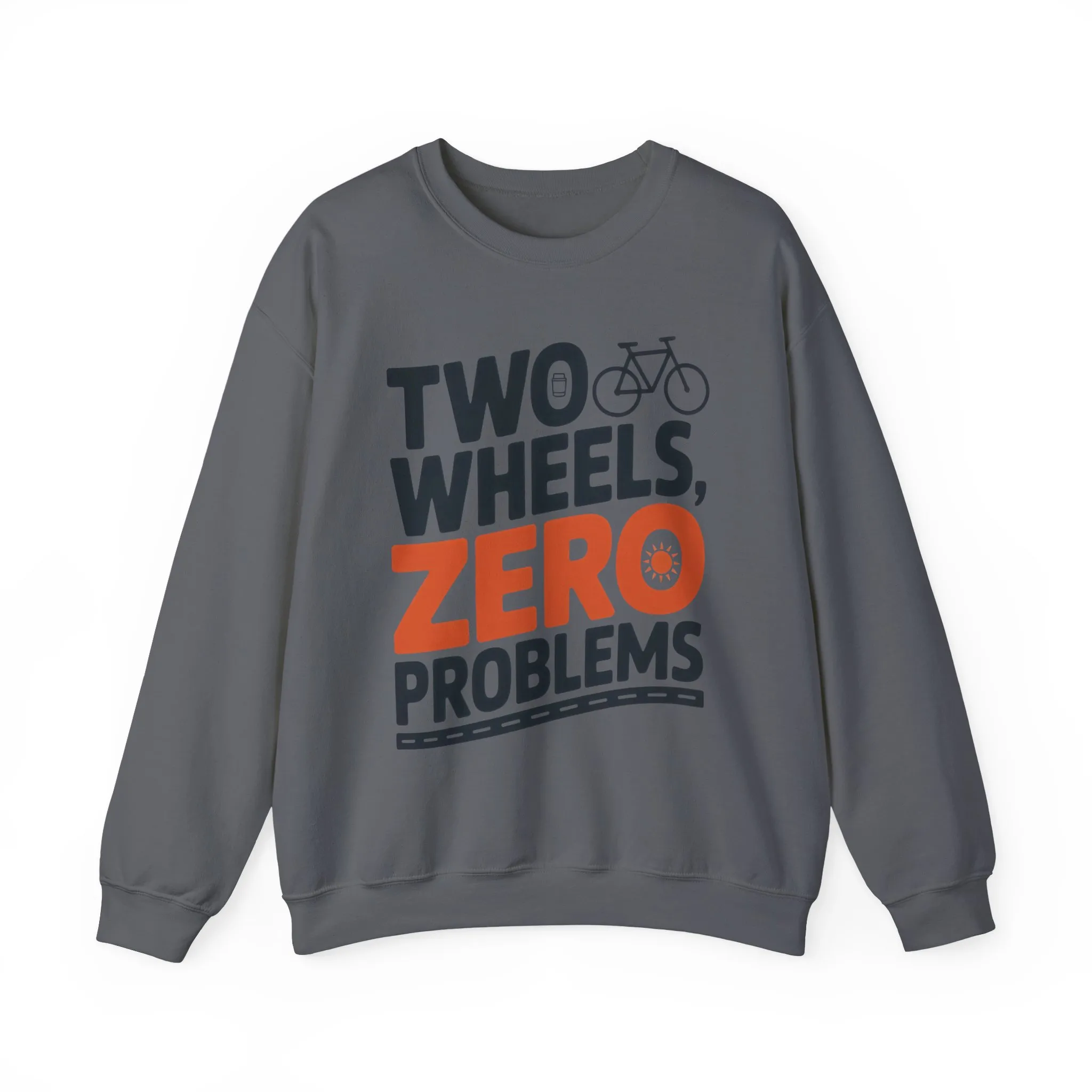Mens Heavy Blend™ Crewneck Sweatshirt, Two Wheels Zero Problems Mens Casual Biker Sweatshirt, Gift for Cyclists - Image 22