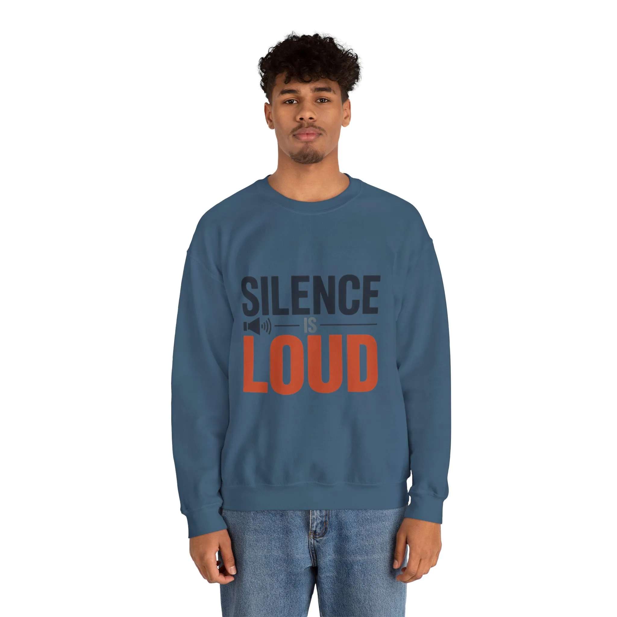 Mens Heavy Blend™ Crewneck Sweatshirt, Silence Is Loud Motivational Mens Sweatshirt - Image 14