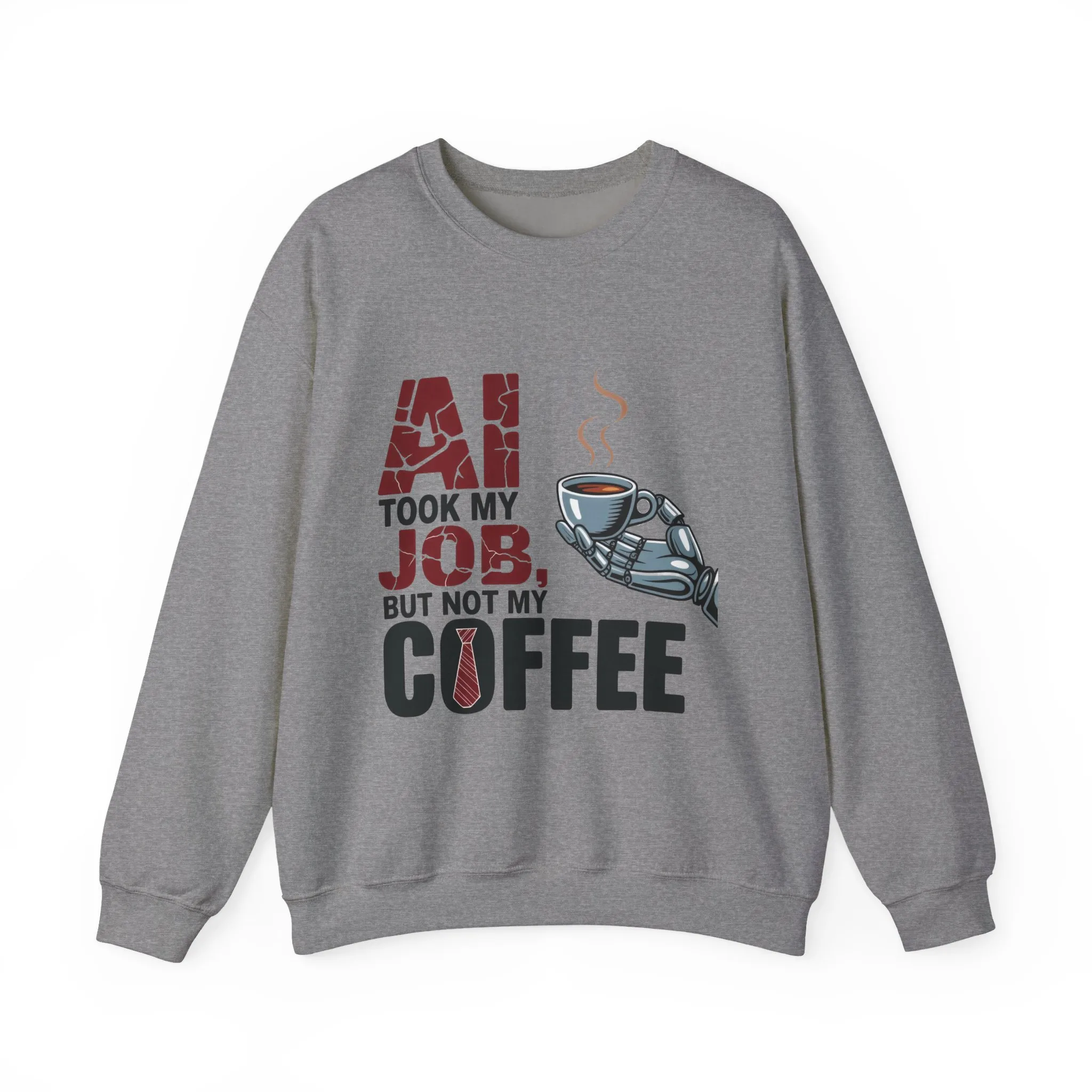Men's AI Coffee Sweatshirt, Funny Robot Humor Pullover, Geek Sarcastic Job Joke Top, Men's Heavy Blend™ Crewneck Sweatshirt, Office Humor - Image 2