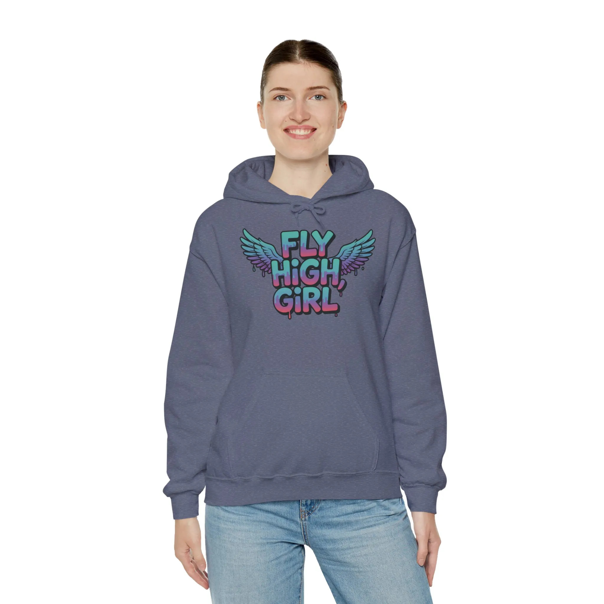 Women's Hoodie Fly High Girl, Angel Wings Graffiti Drip Graphic Pullover, Streetwear Hoodie - Image 28