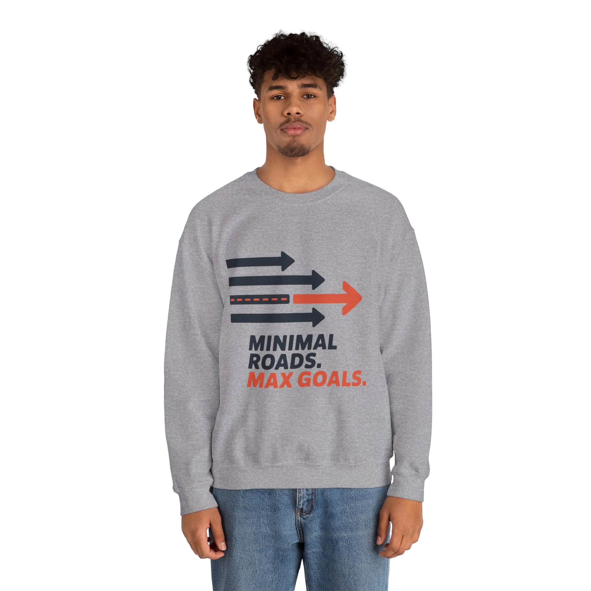 Mens Heavy Blend™ Crewneck Sweatshirt, Minimal Roads Max Goals Motivational Mens Sweatshirt - Image 11