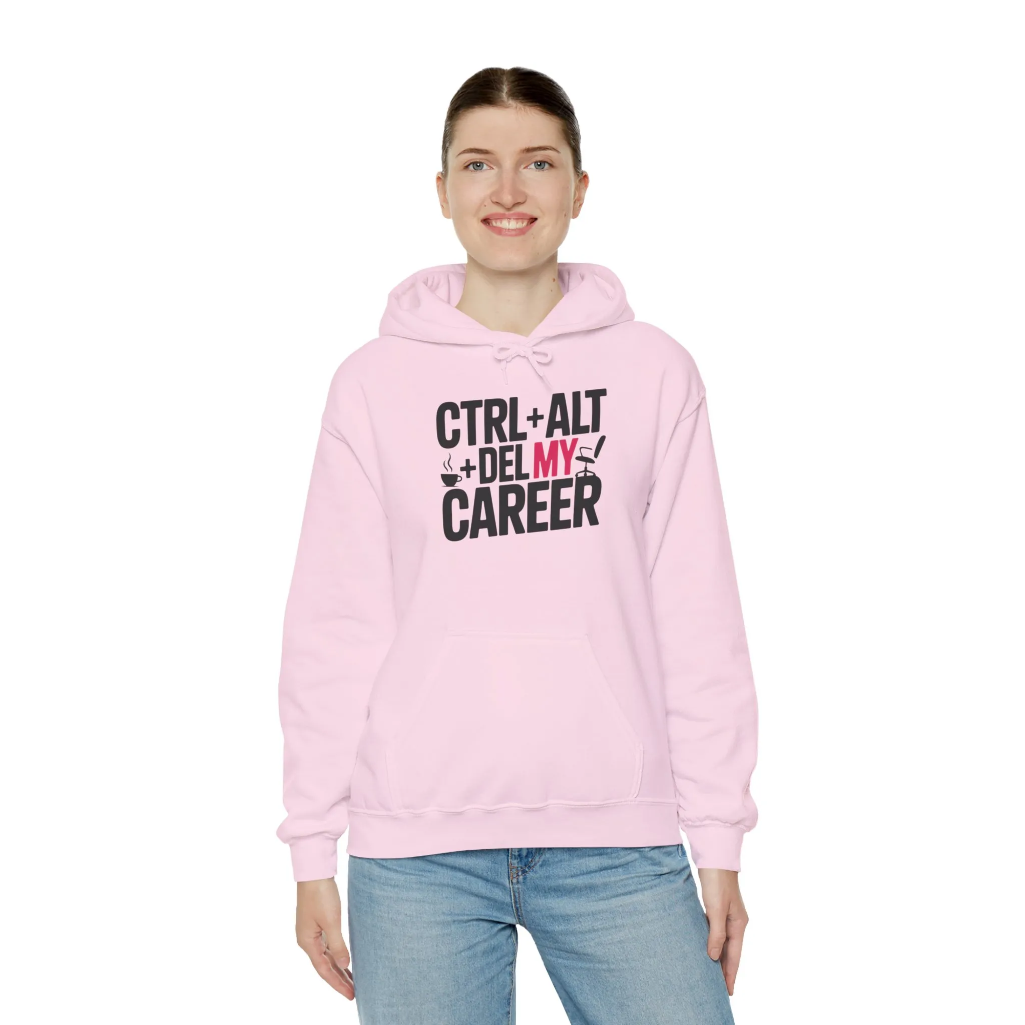 Ctrl Alt Del My Career Hoodie, Funny Geek Workwear, Sarcastic Office Humor Pullover, Women's Heavy Blend™ Hooded Sweatshirt - Image 2