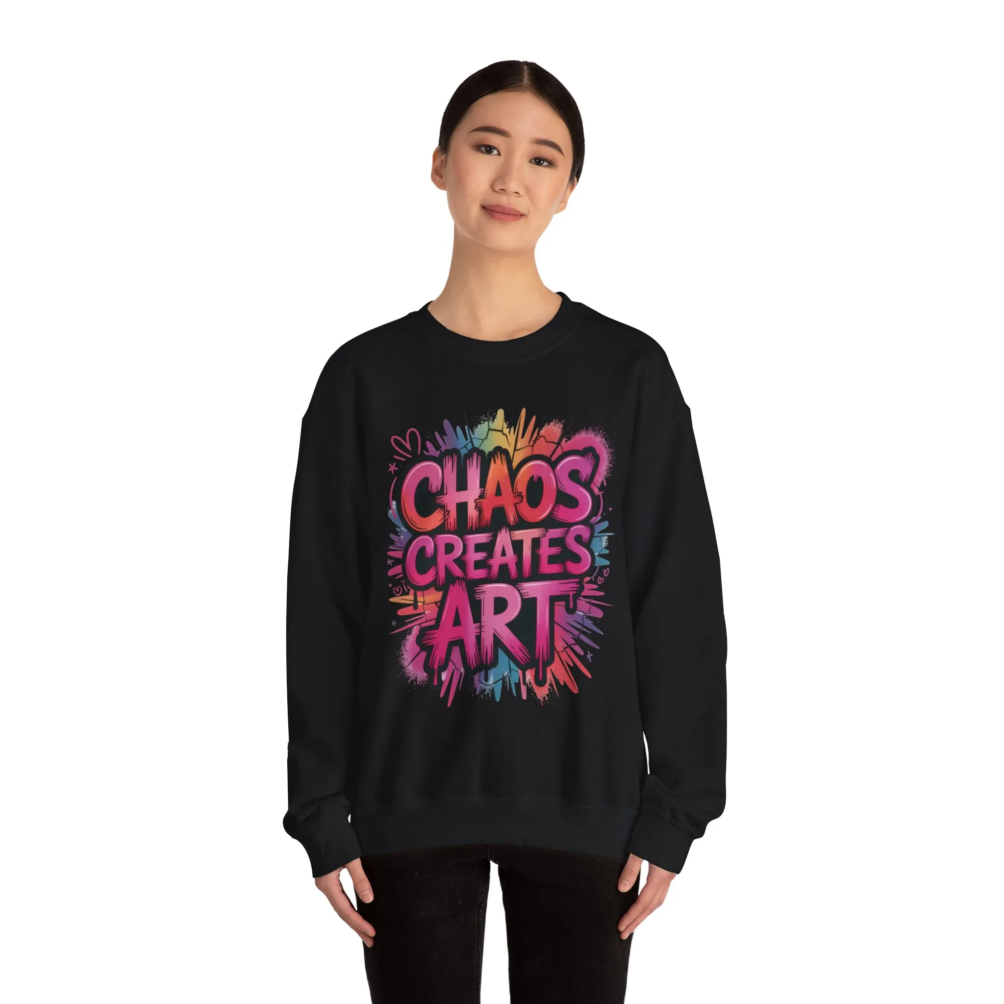 Women's Heavy Blend™ Crewneck Sweatshirt, Chaos Creates Art Graffiti Sweatshirt Women's Oversized - Image 32