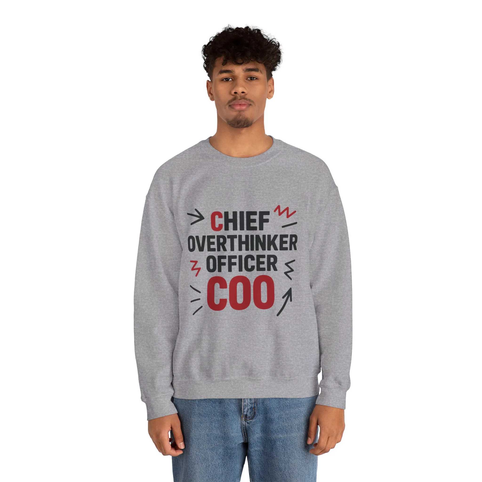 Chief Overthinker Officer Men's Sweatshirt, COO Funny Office Humor Graphic Pullover, Men's Heavy Blend™ Crewneck Sweatshirt - Image 15