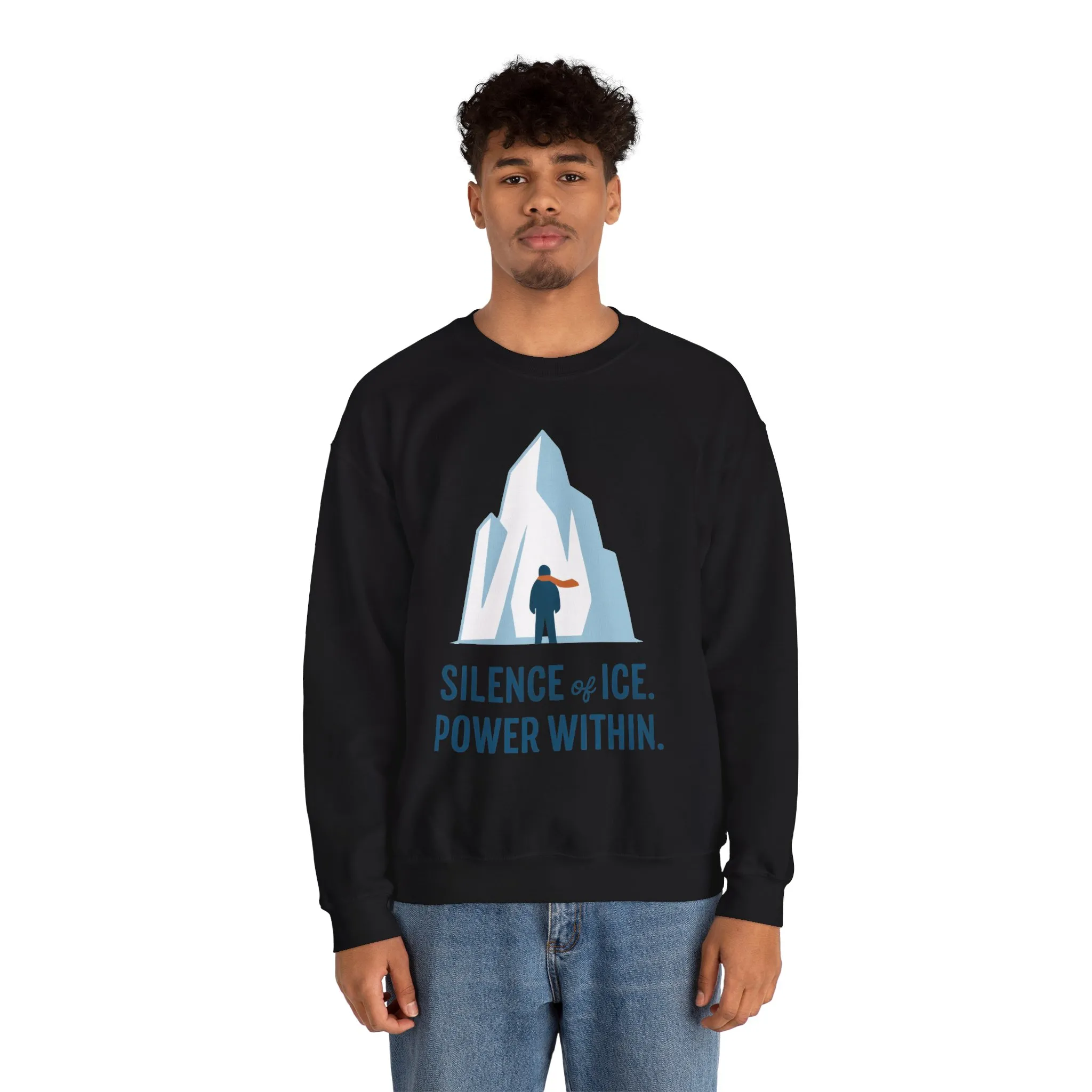 Mens Heavy Blend™ Crewneck Sweatshirt, Silence of Ice Power Within Sweatshirt, Nordic Iceberg Minimalist Pullover - Image 8