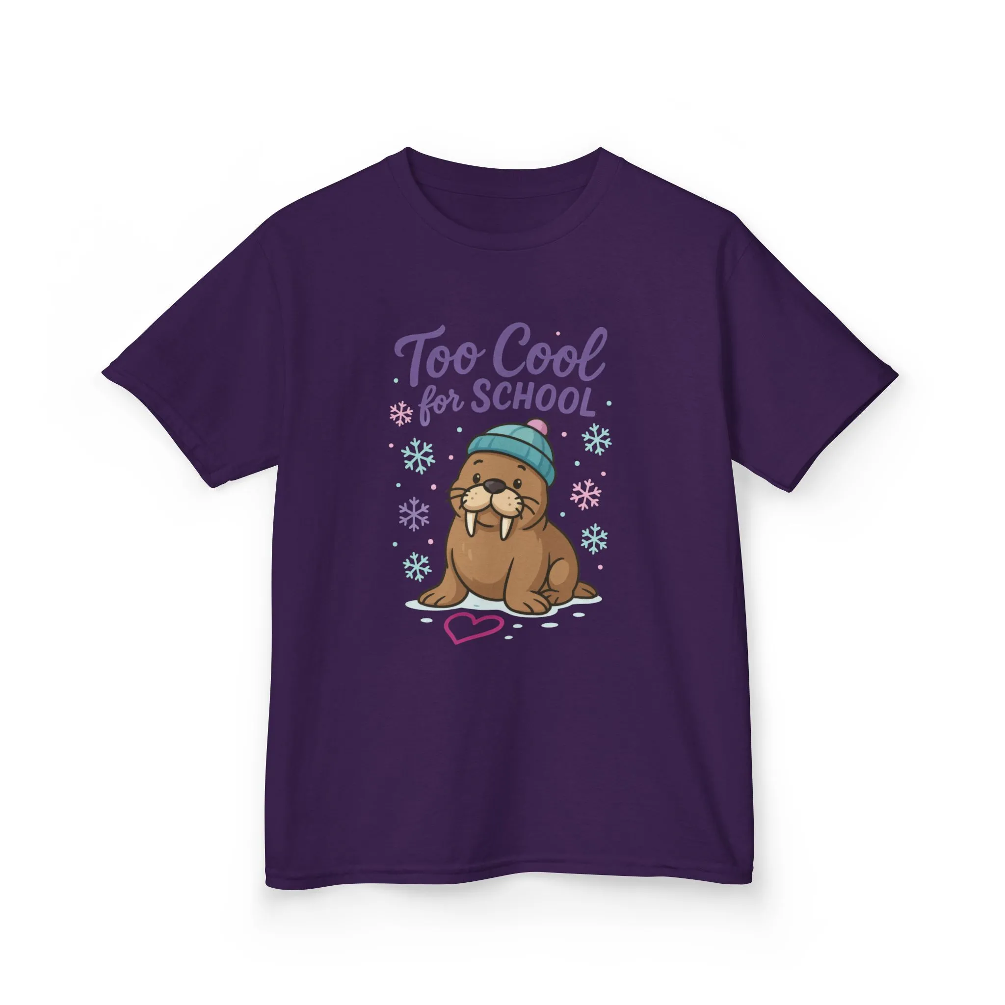 Kids Heavy Cotton™ Tee, Kids Too Cool for School Walrus T-Shirt, Cute Animal Graphic Tee, Funny Winter Shirt - Image 19