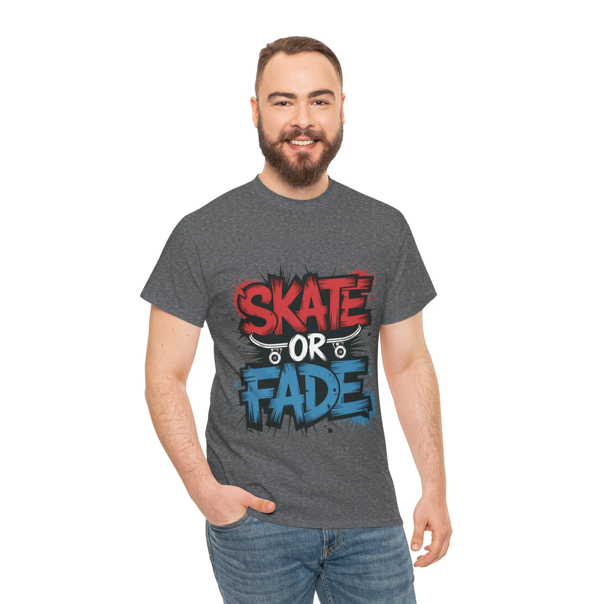 Skate Or Fade Men's T-Shirt, Graffiti Skateboarding Graphic Tee, Urban Streetwear Skater Top - Image 2