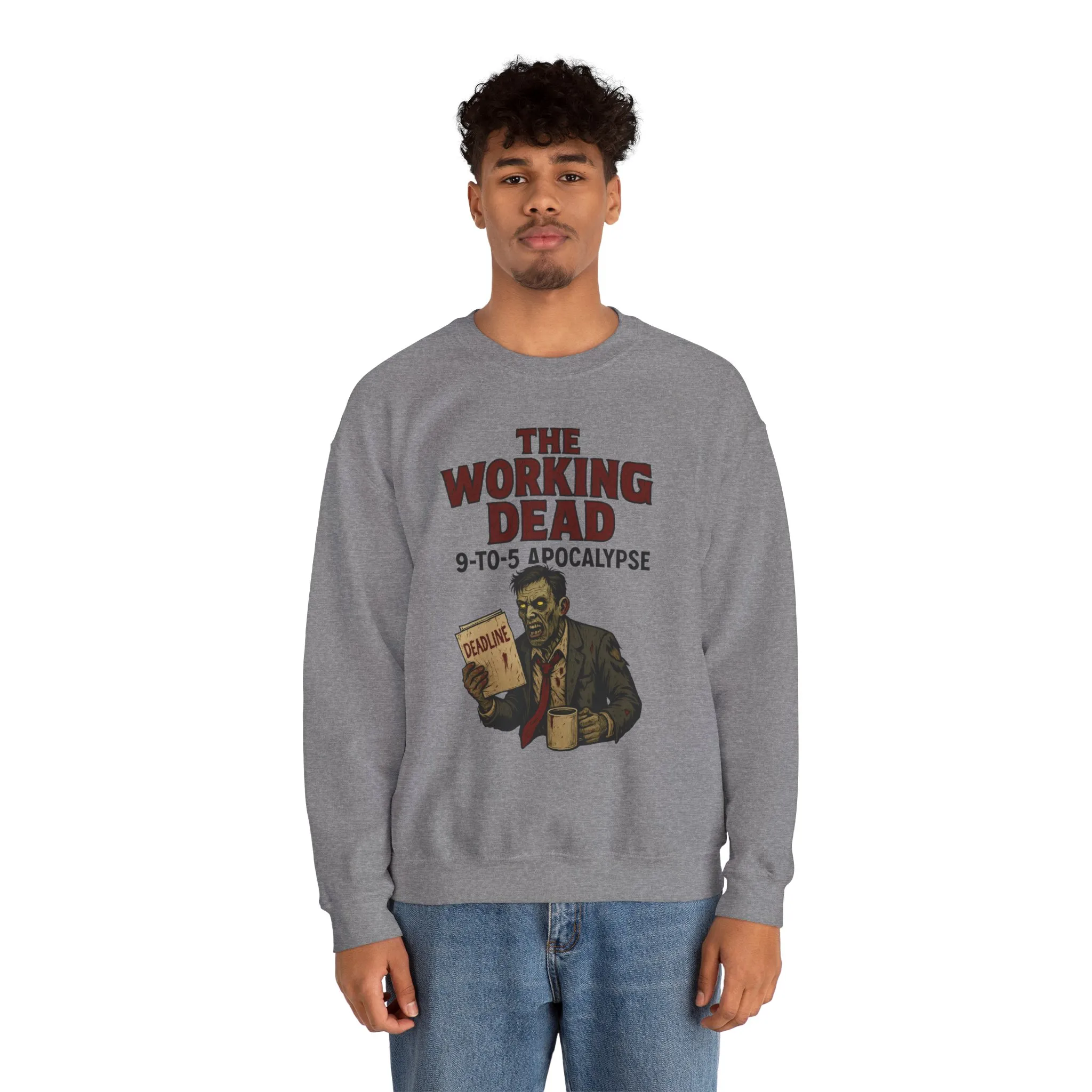 Men's The Working Dead 9-to-5 Apocalypse Sweatshirt, Funny Office Zombie Horror Pullover, Halloween Zombie Work Top - Image 11