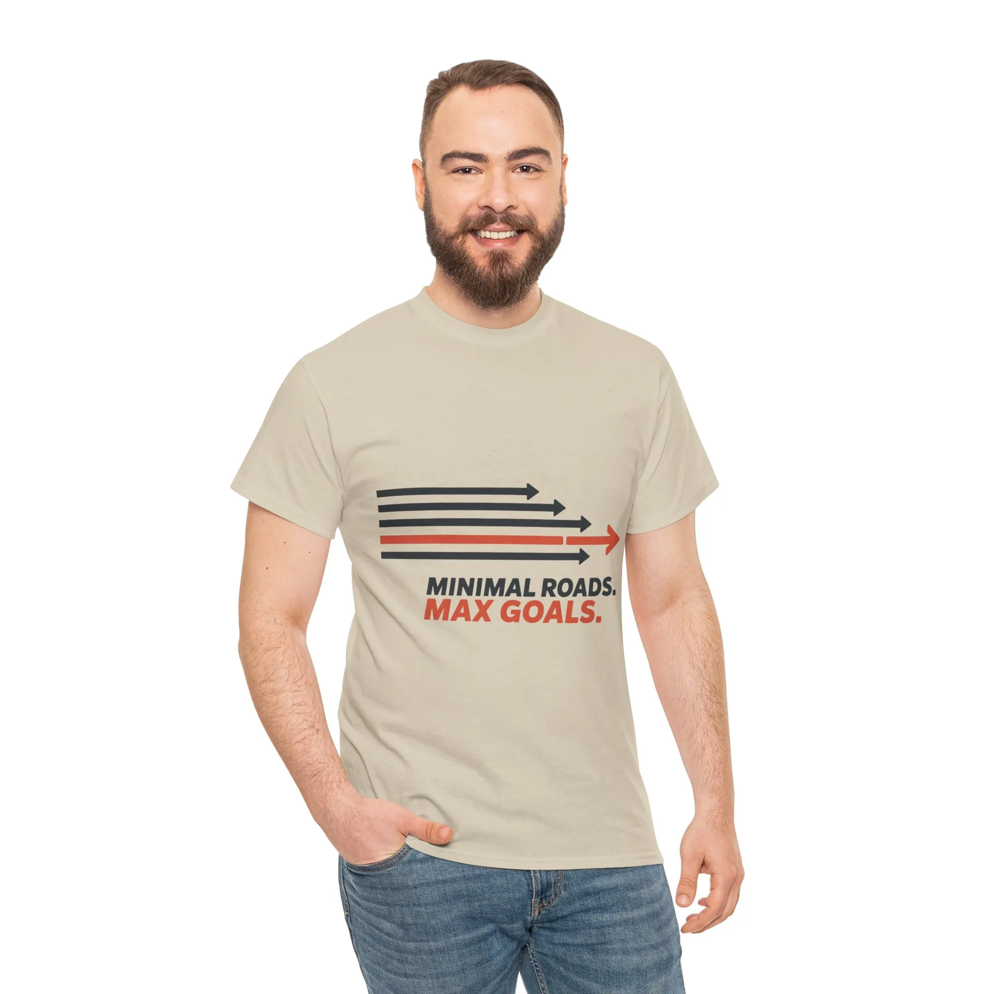 Minimal Roads Max Goals Motivational Mens T-Shirt, Urban Style Graphic Tee