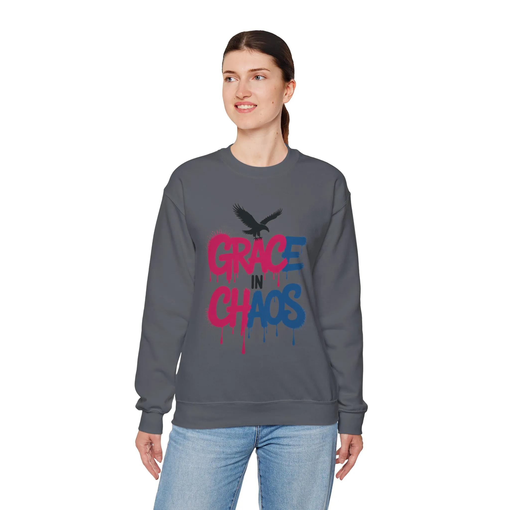 Women's Sweatshirt Grace in Chaos, Graffiti Dripping Street Art Pullover, Bold Urban Graphic - Image 18