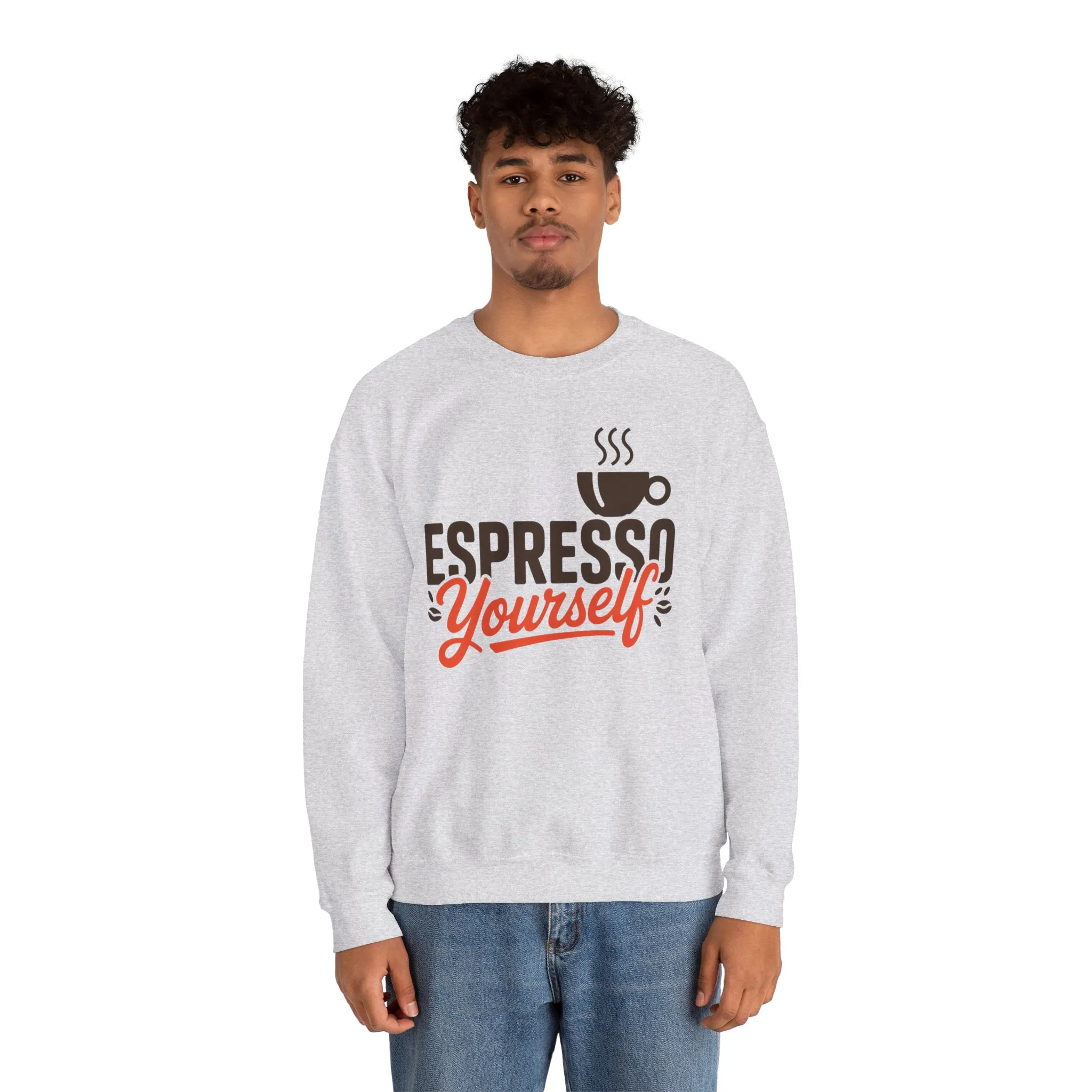Mens Heavy Blend™ Crewneck Sweatshirt, Espresso Yourself Sweatshirt, Funny Coffee Lover Mens Crewneck, Cafe Lover Gift - Image 5