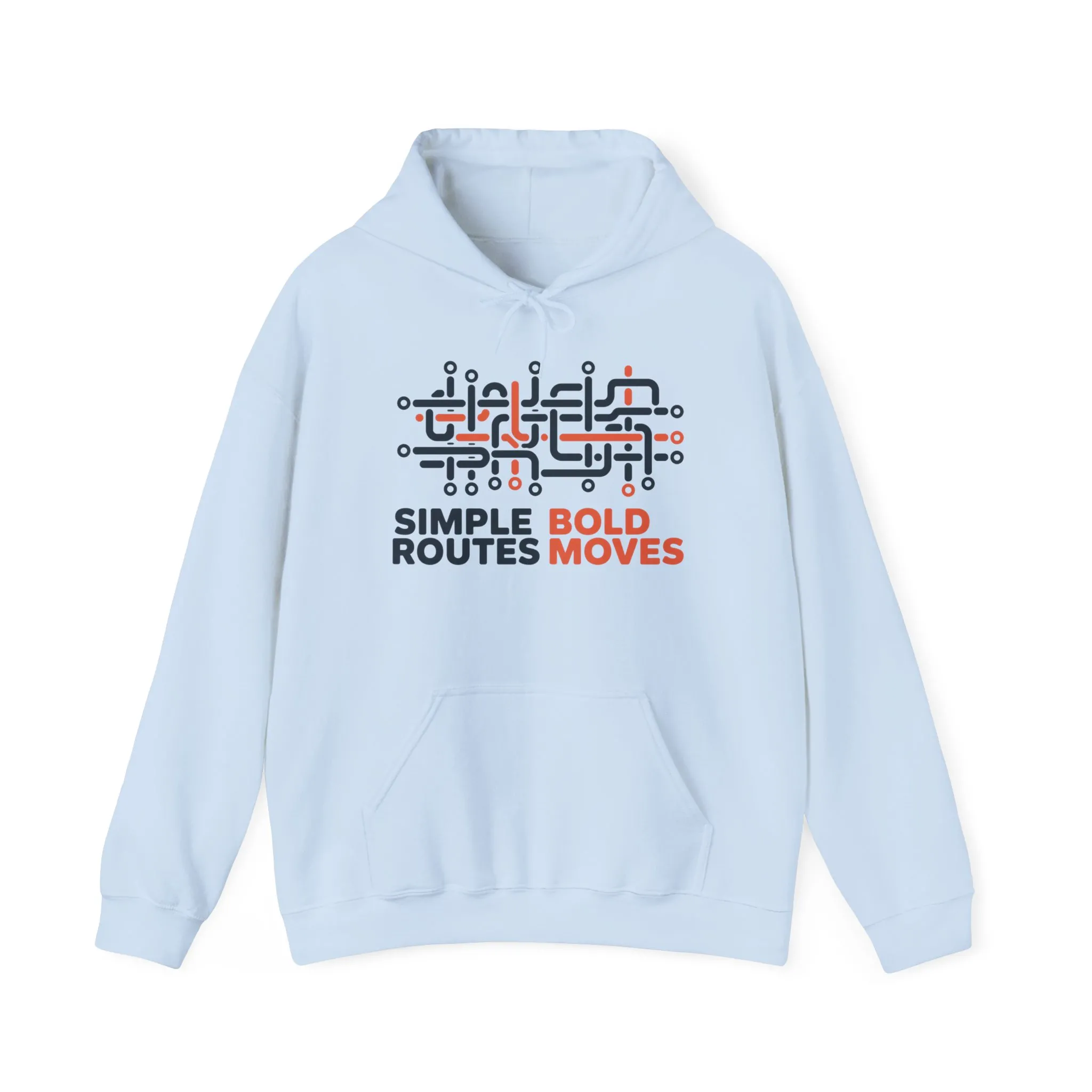 Mens Heavy Blend™ Hooded Sweatshirt, Simple Routes Bold Moves Hoodie, Unisex Metro Map Graphic, Urban Streetwear - Image 2