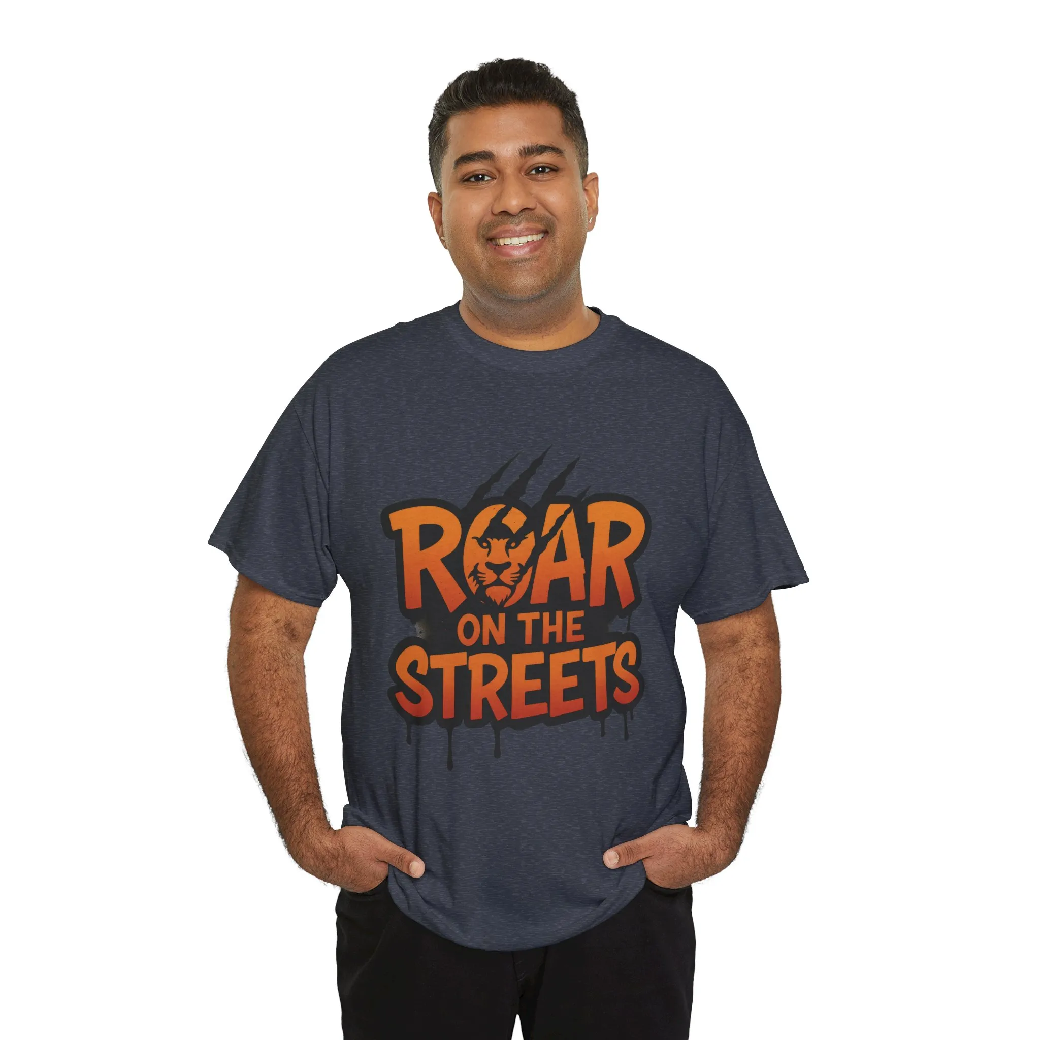 Roar on the Streets Lion Graphic Mens Urban T-Shirt, Lion Shirt - Image 3