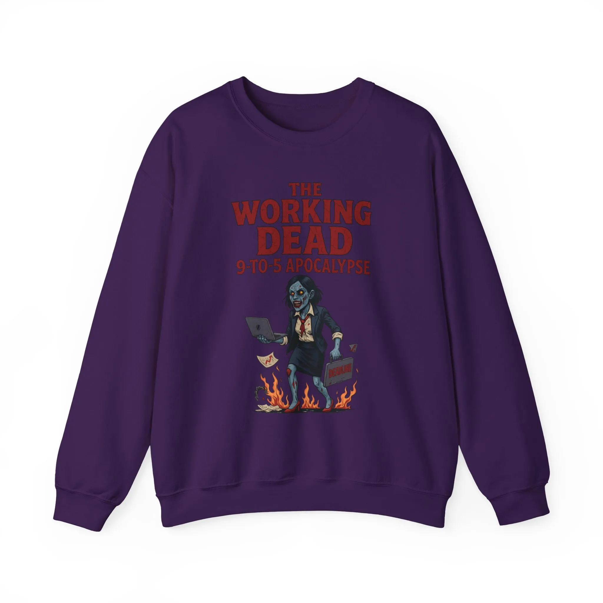 Women's The Working Dead 9-to-5 Apocalypse Sweatshirt, Funny Office Zombie Horror Pullover, Halloween Zombie Work Top - Image 25