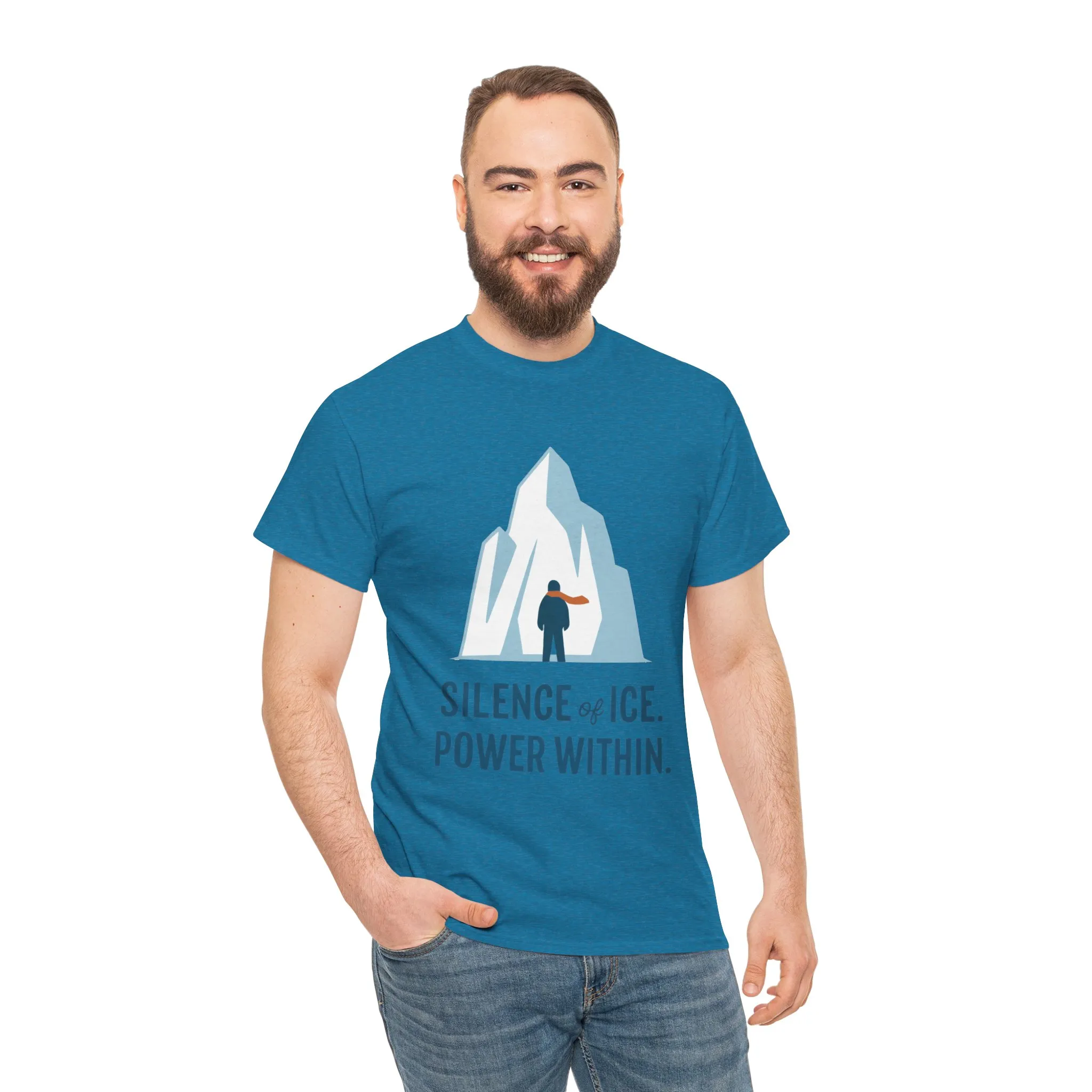 Silence of Ice Power Within Mens T-Shirt, Minimalist Nordic Iceberg Graphic Tee - Image 23