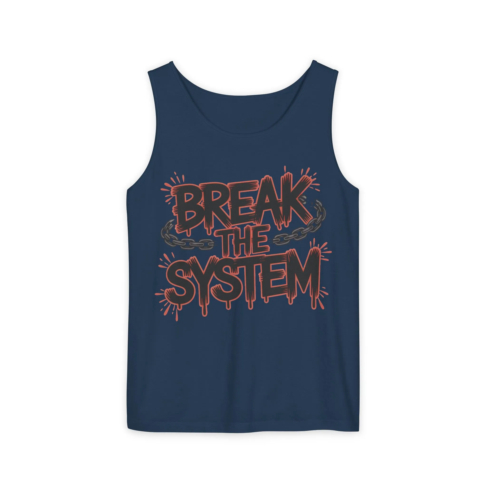 Men's Garment-Dyed Tank Top, Break the System Tank Top, Graphic Protest Muscle Tee, Streetwear Activist Summer Top - Image 23
