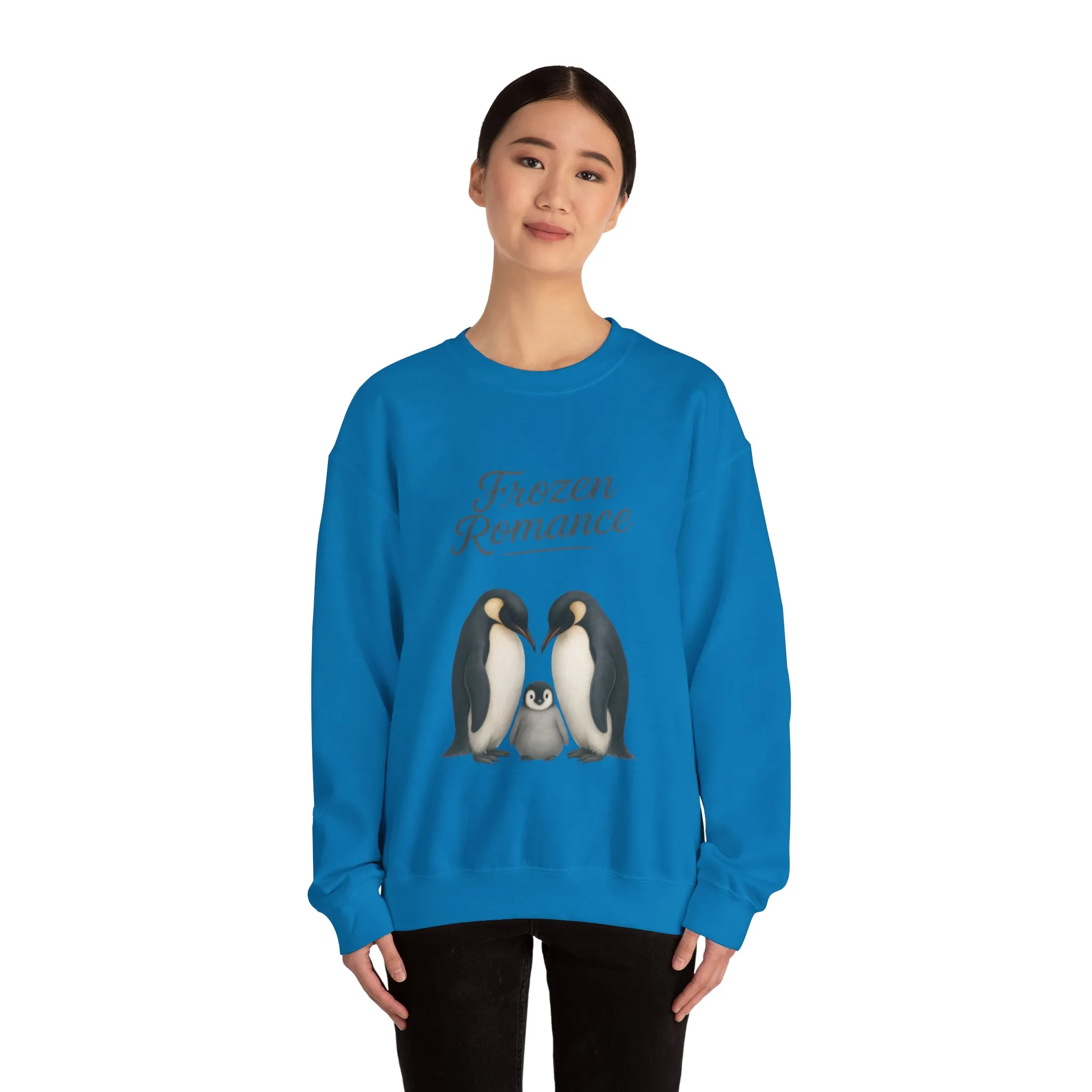 Womens Heavy Blend™ Crewneck Sweatshirt, Womens Frozen Romance Penguin Sweatshirt, Cute Animal Pullover, Romantic Graphic Top - Image 14
